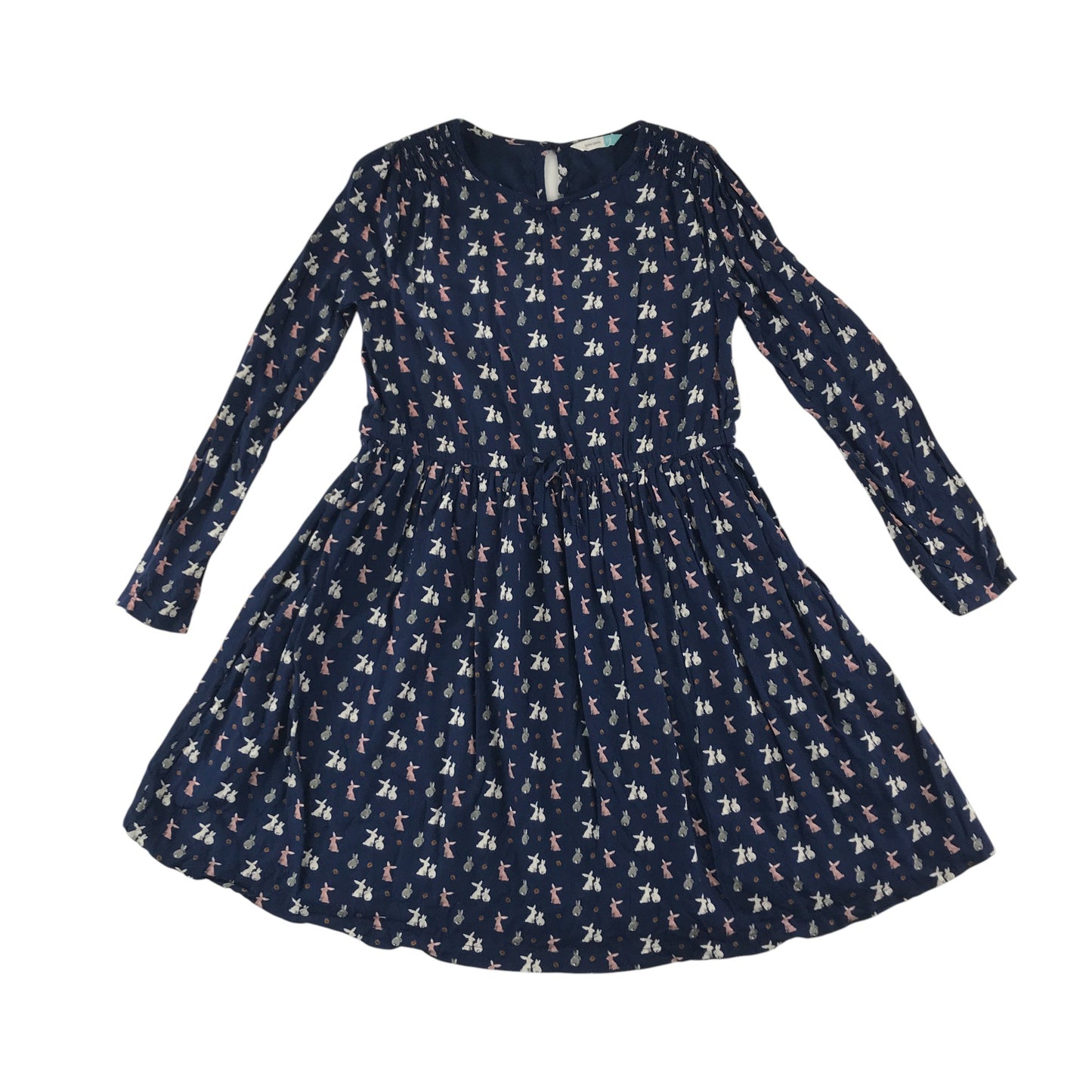 John Lewis dress 10 years navy button and leaf print long sleeve