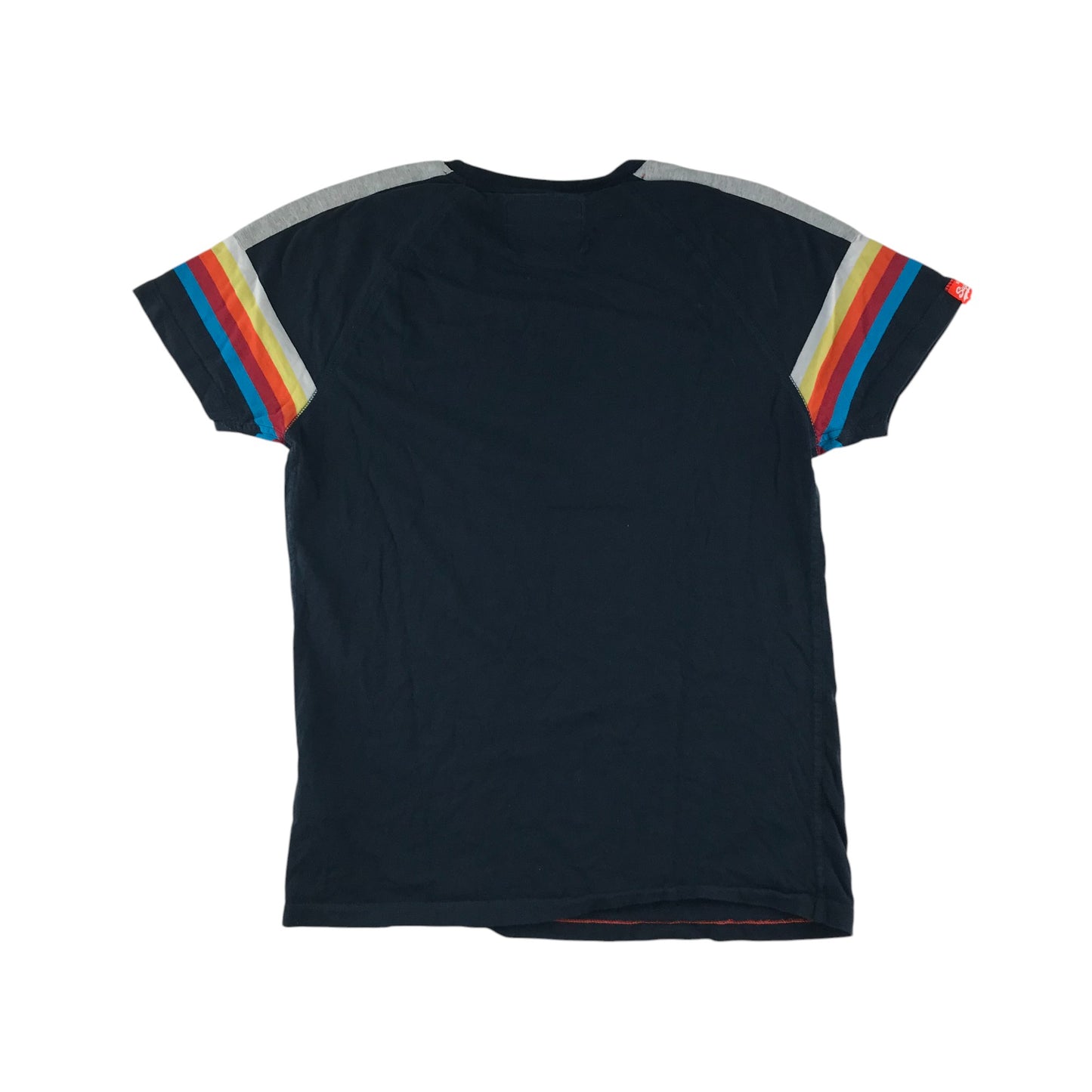 SuperDry t-shirt adult size M black short sleeve stripy details cotton