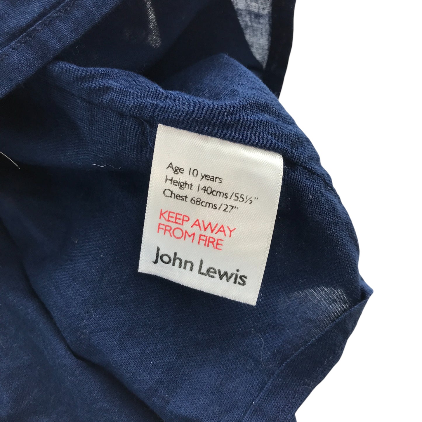 John Lewis dress 10 years navy button and leaf print long sleeve