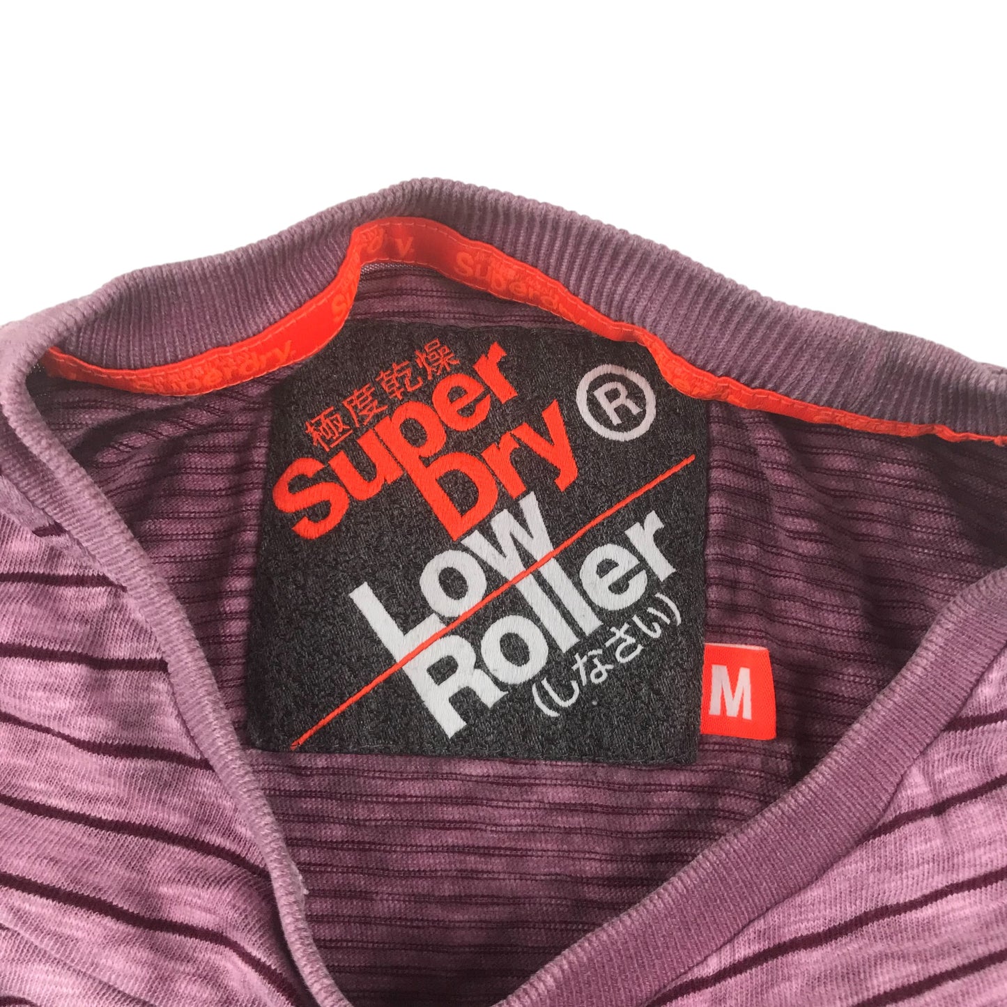 SuperDry t-shirt adult size M purple stripy short sleeve cotton