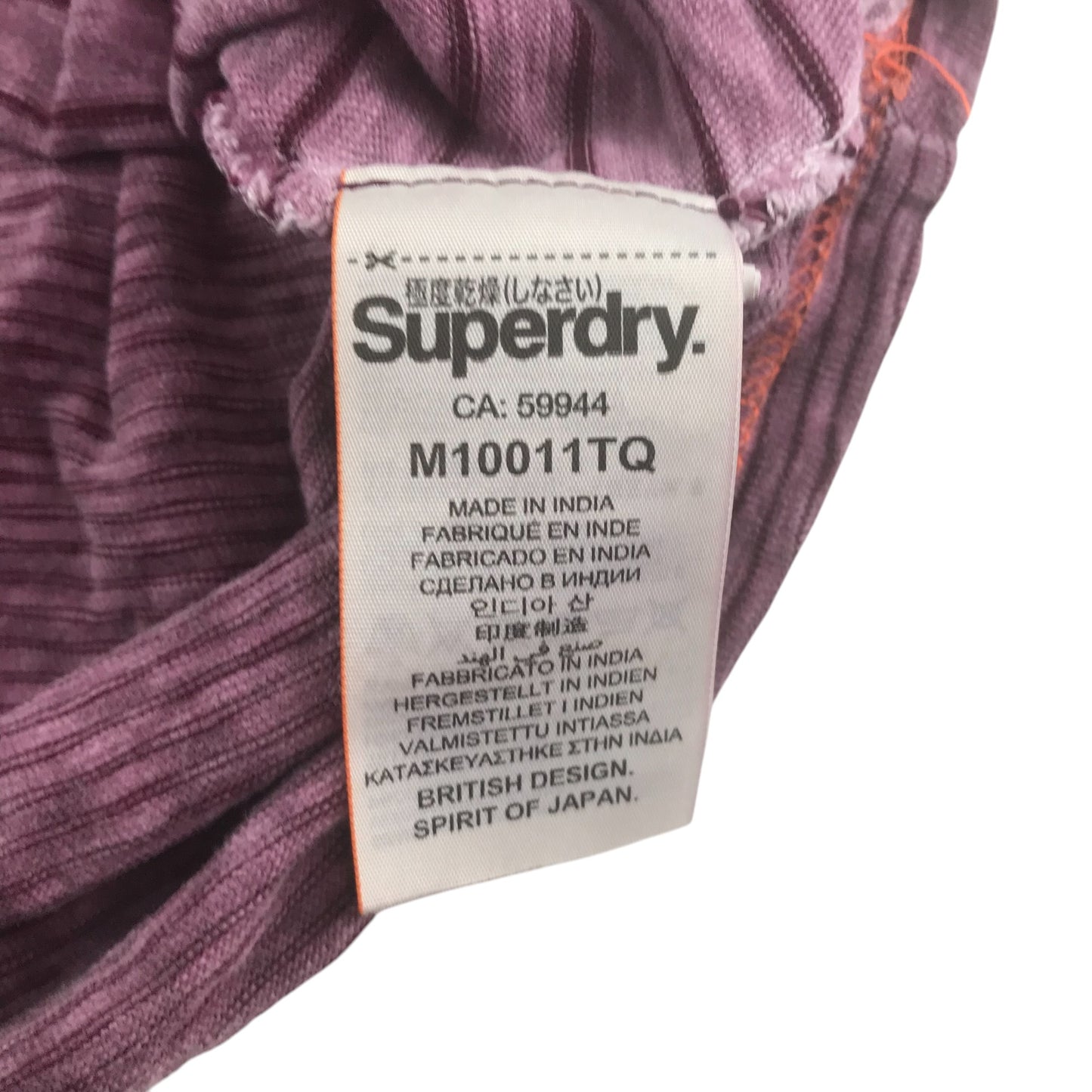 SuperDry t-shirt adult size M purple stripy short sleeve cotton