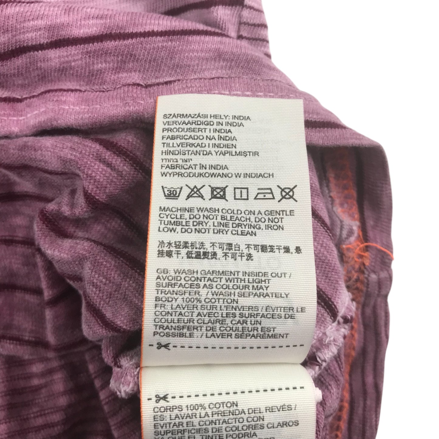 SuperDry t-shirt adult size M purple stripy short sleeve cotton