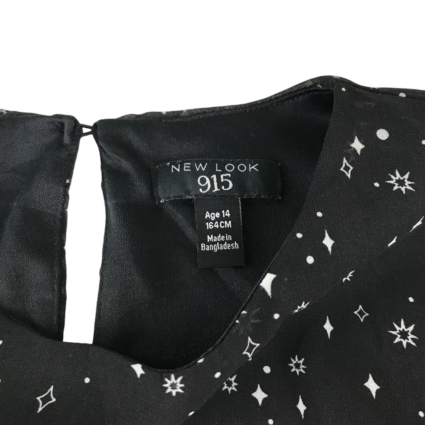 New Look dress 13-14 years black starry print A-line long sleeve