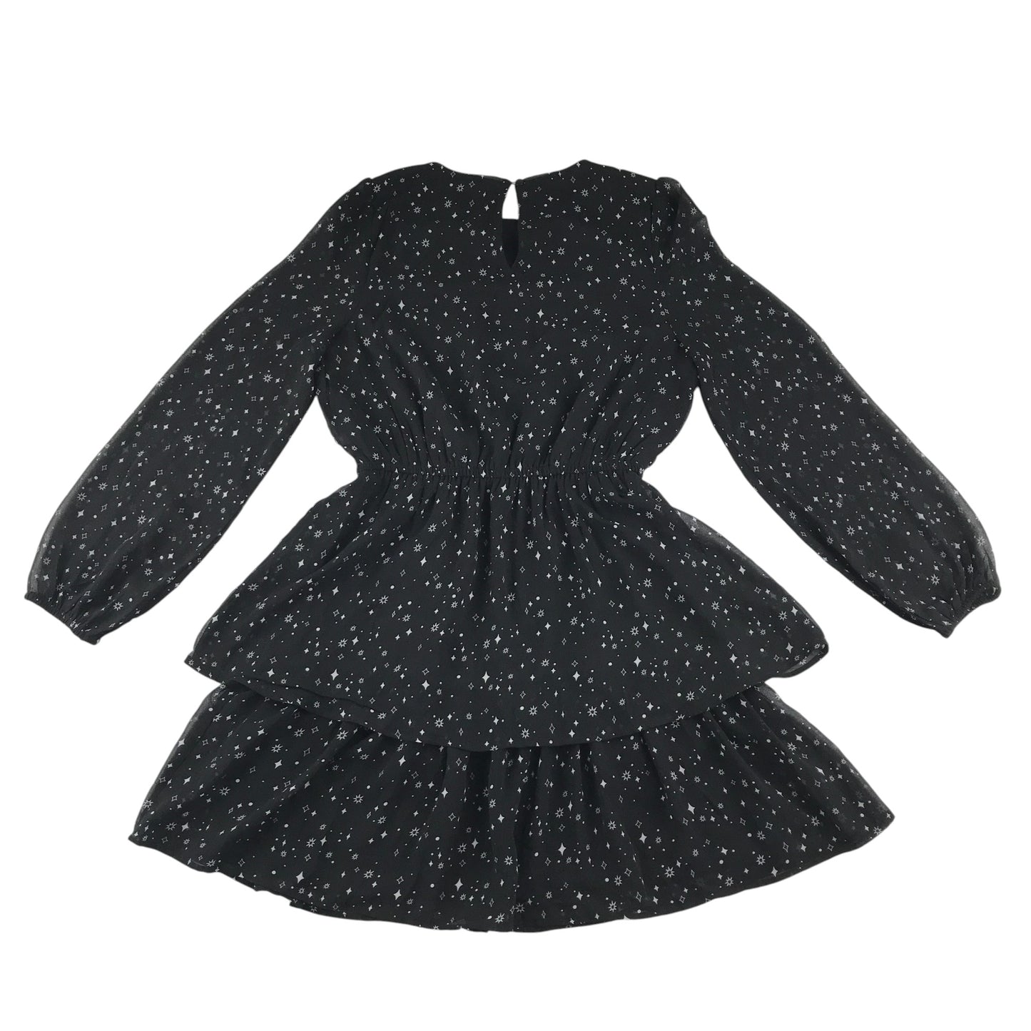New Look dress 13-14 years black starry print A-line long sleeve