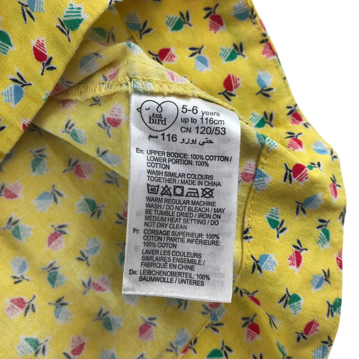 Little Bird dress 5-6 years Yellow and white floral print