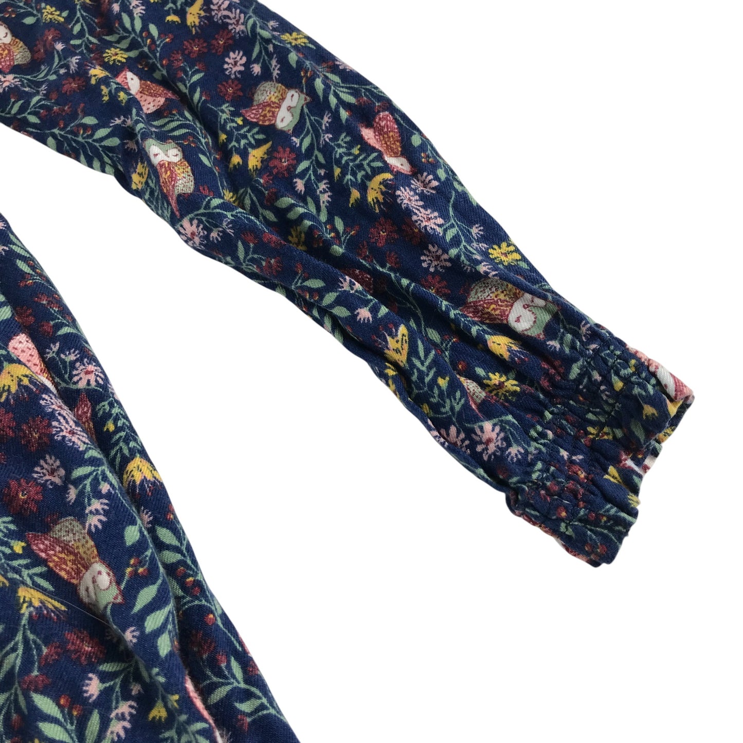 The Prairie dress 6-7 years blue owl and floral print A-line long sleeve