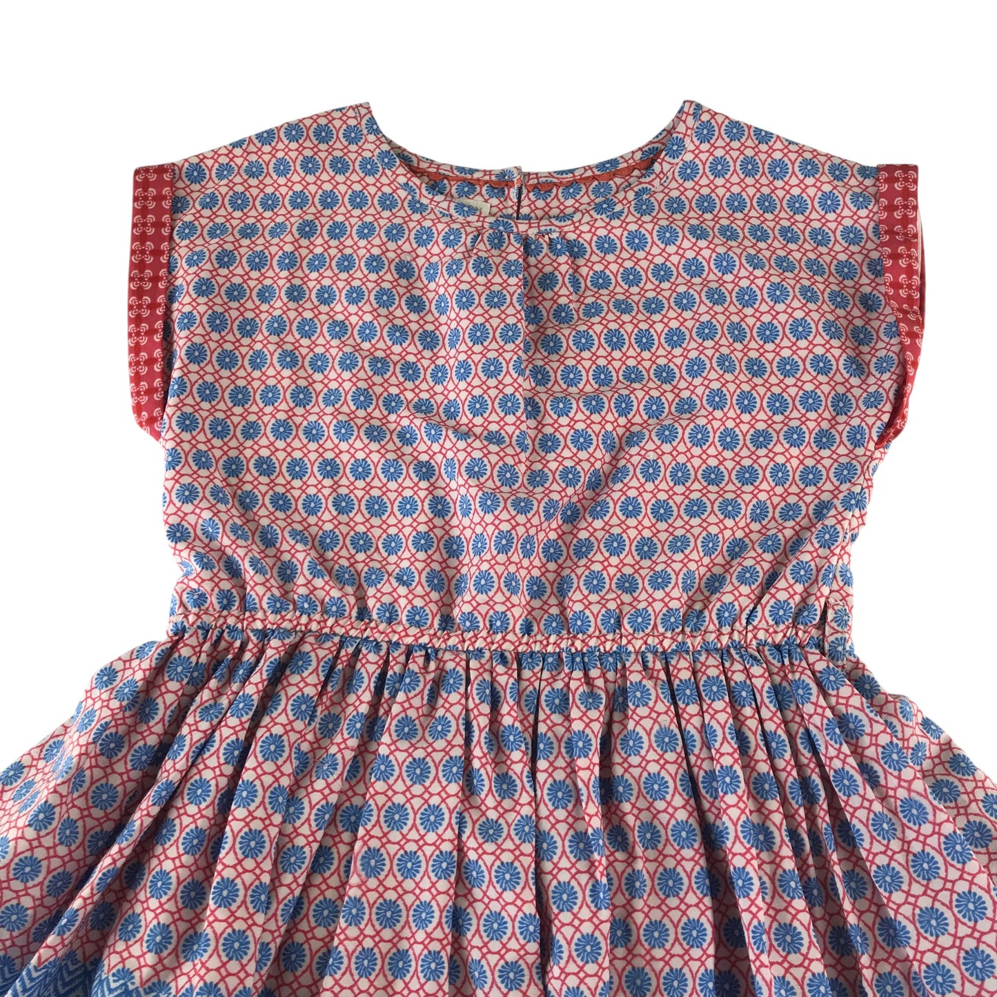 Monsoon dress 5-6 years blue and red graphic print