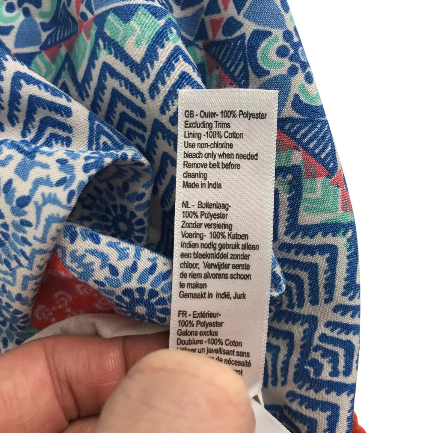 Monsoon dress 5-6 years blue and red graphic print