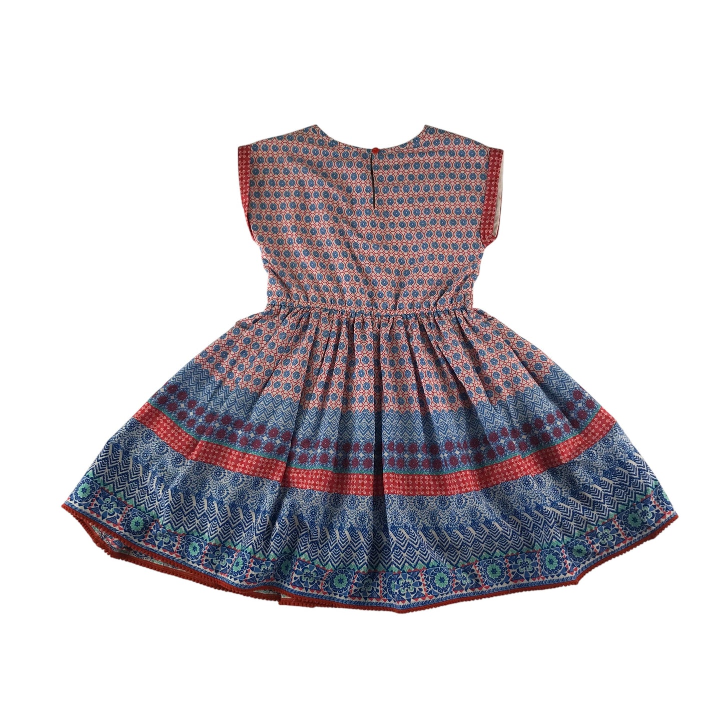 Monsoon dress 5-6 years blue and red graphic print