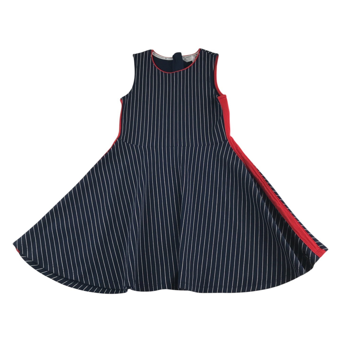 Jasper J Conran dress 7-8 years navy and white stripy A-line sleeveless