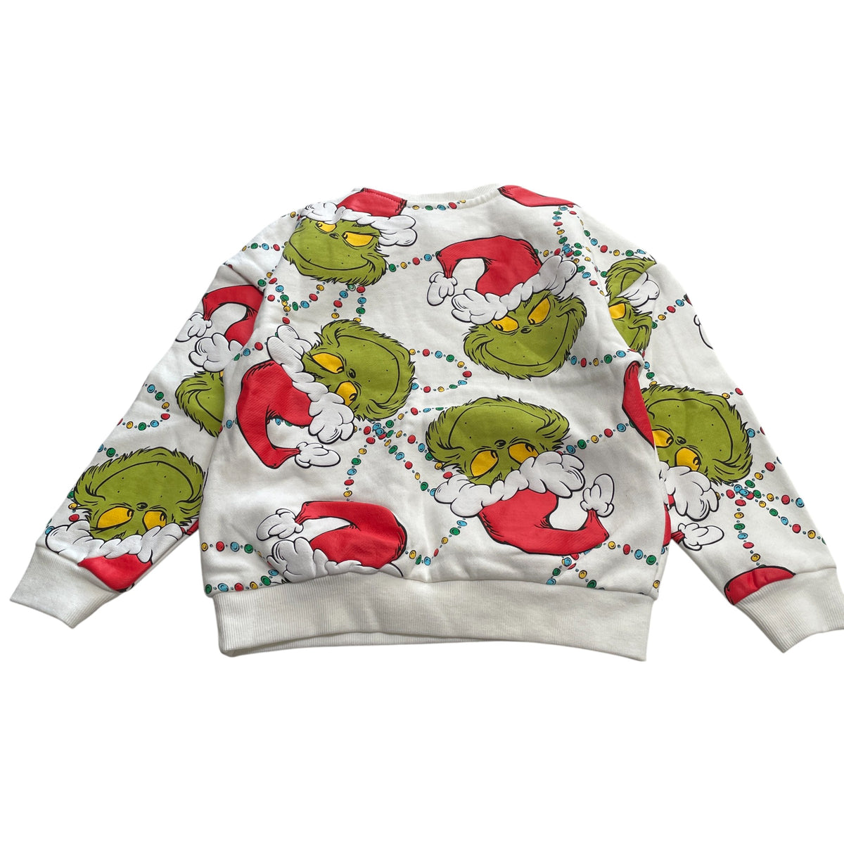 Primark festive sweater 6-7 years white and green The Grinch printed jersey