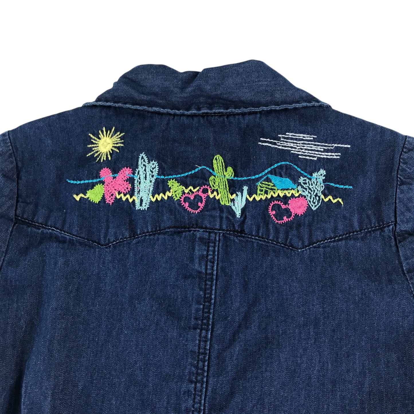 Arabella & Addison dress 6-7 years blue denim shirt with belt and embroidery cotton