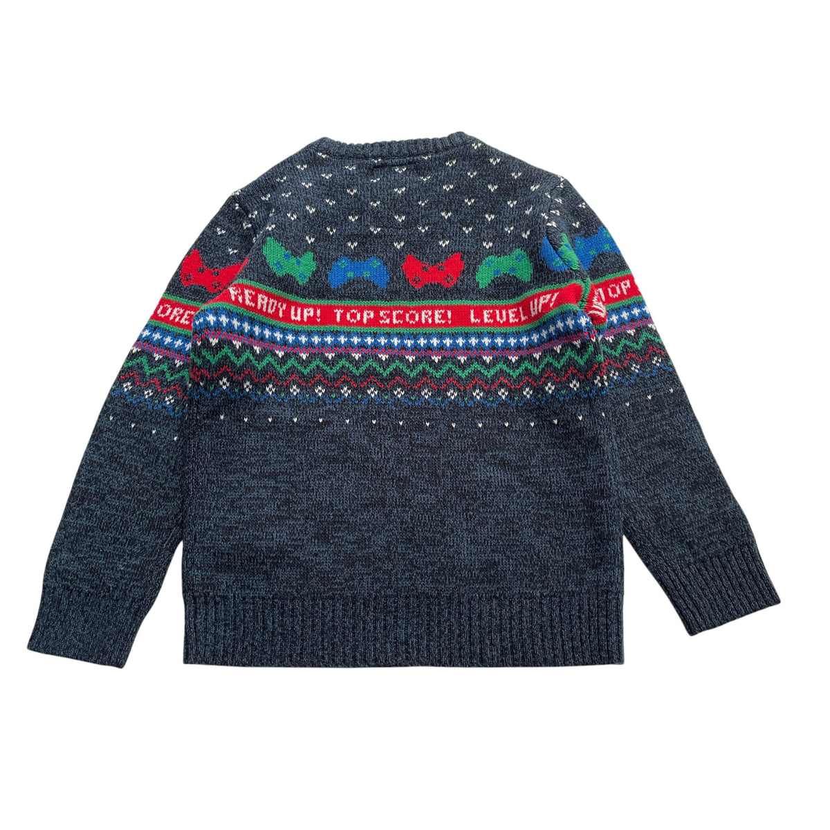 F&F festive jumper 6-7 years navy gaming pattern