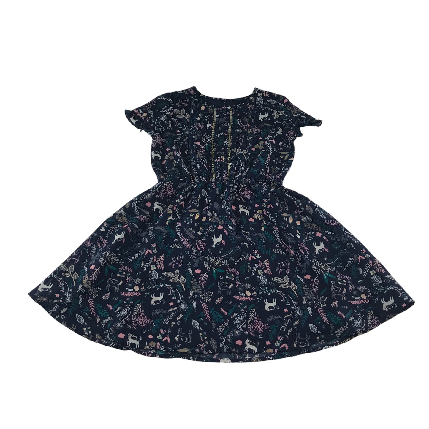 George dress 8-9 years navy floral print design cinched waist