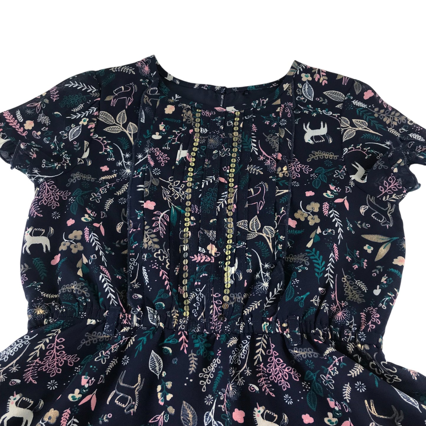 George dress 8-9 years navy floral print design cinched waist