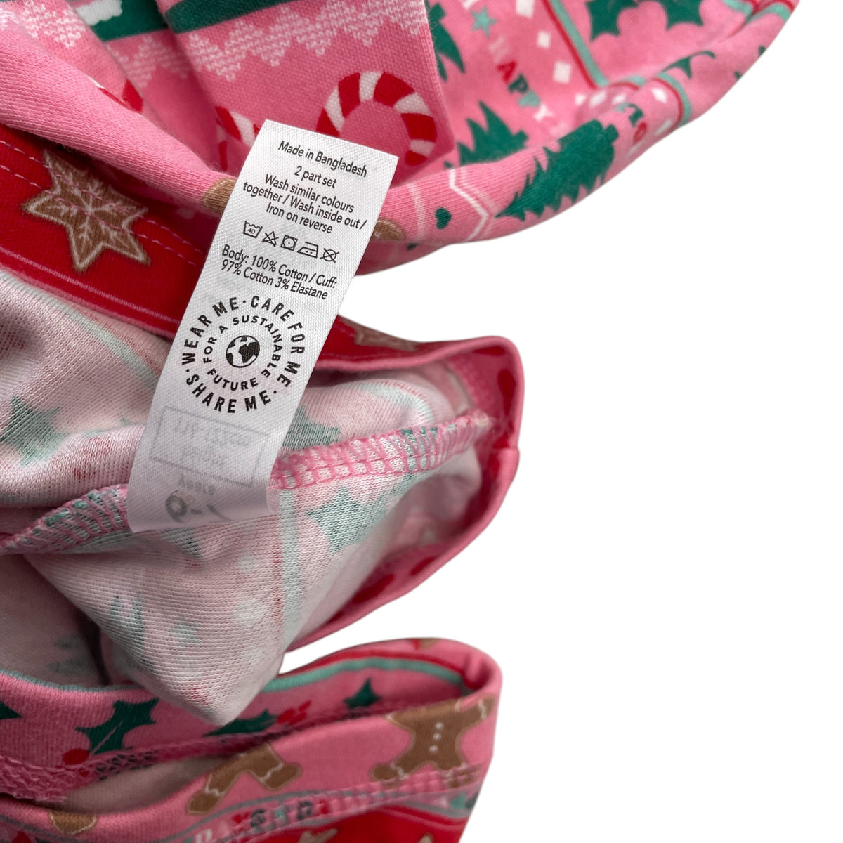 George festive pyjama set 6-7 years pink Christmas print long sleeve cotton