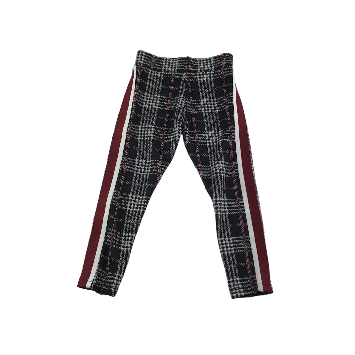 Next Leggings Age 6 Black White Burgundy Checked Jeggings