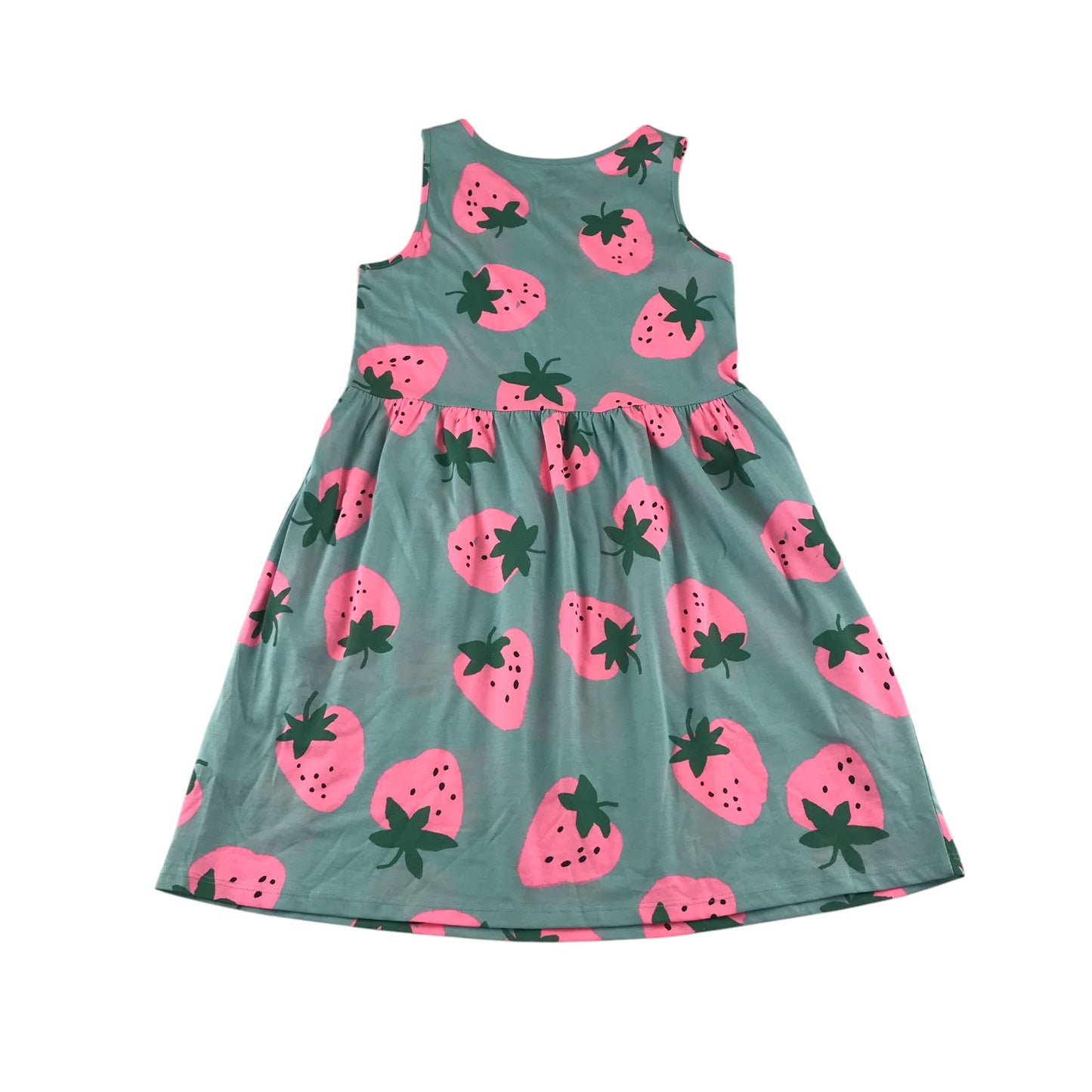 H&M dress 9-10 years blue strawberry t-shirt material print design