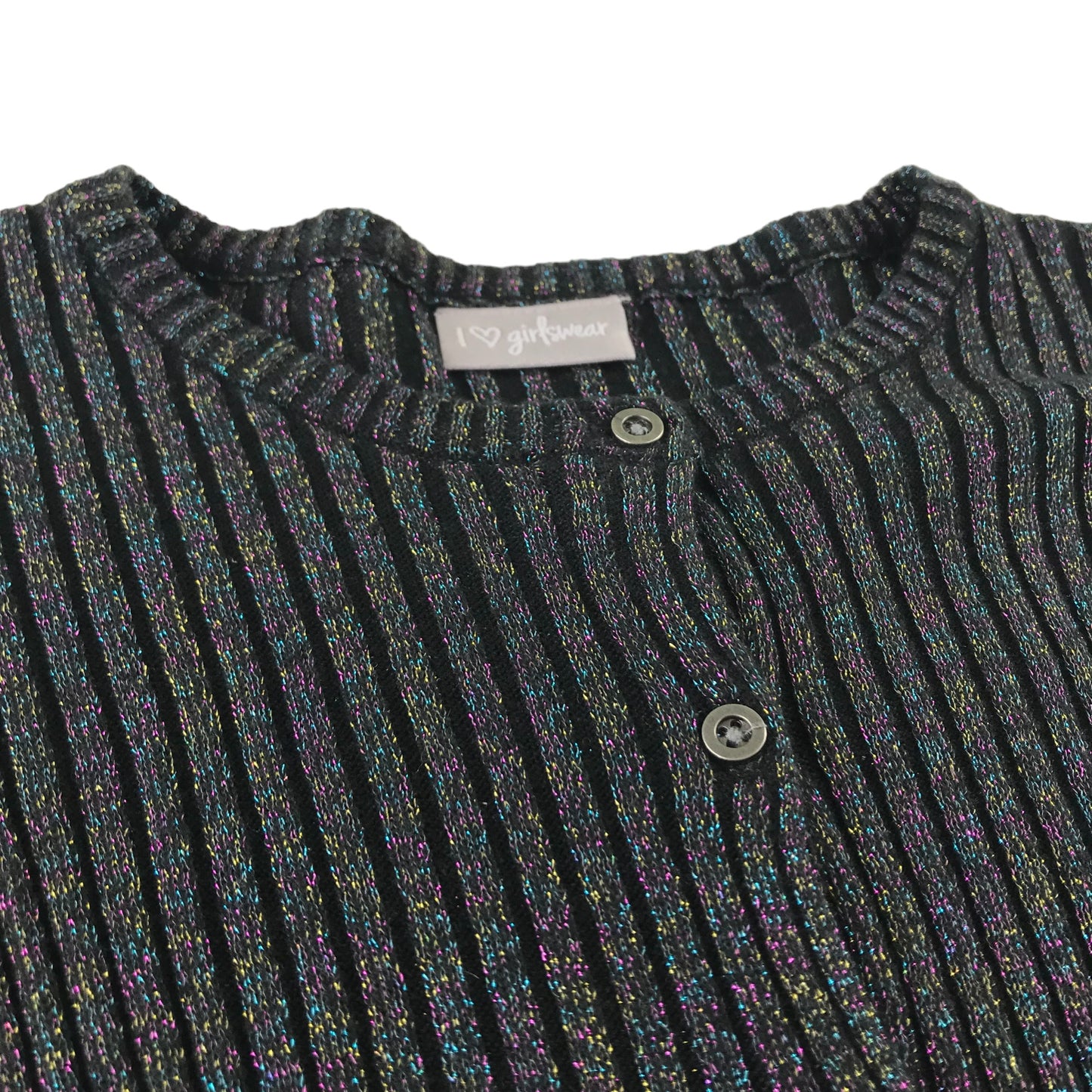 Matalan Cardigan Age 8 Black with Multicoloured Metallic Shine Design
