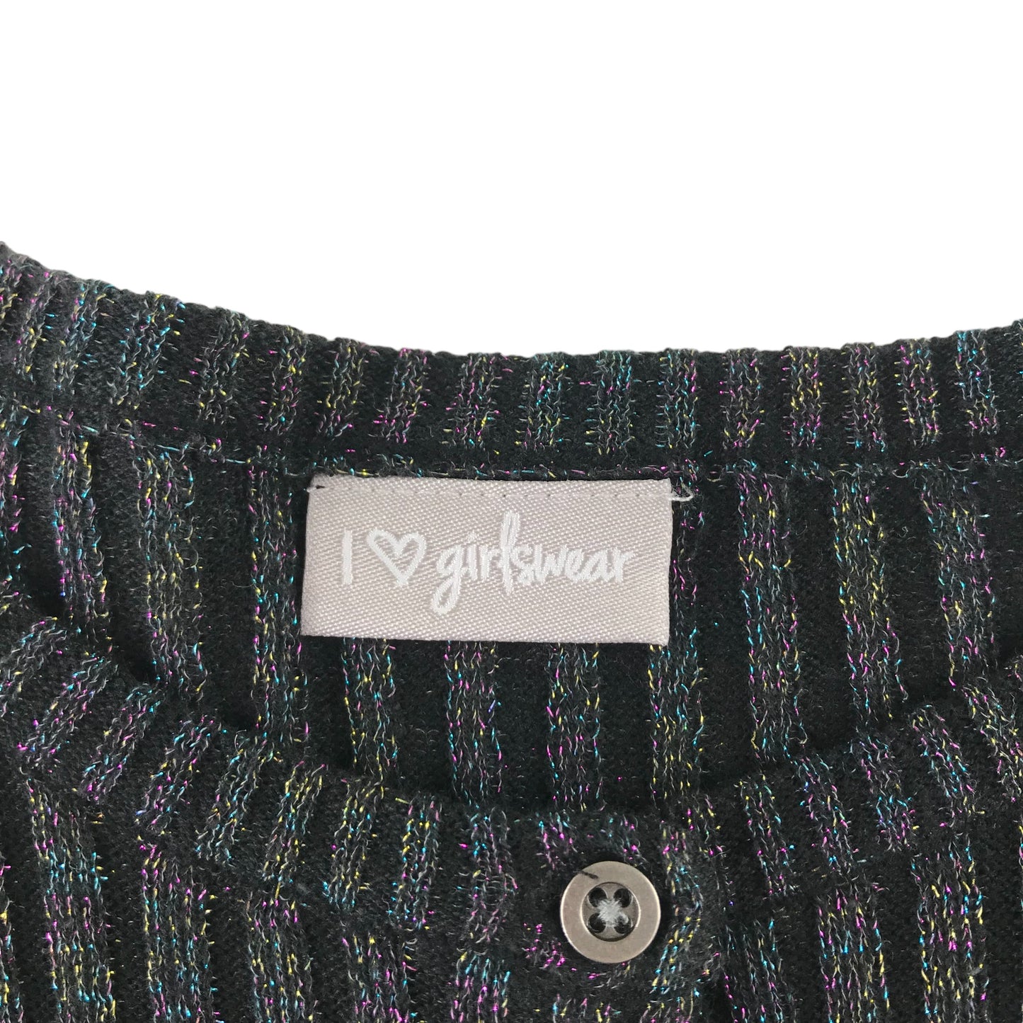 Matalan Cardigan Age 8 Black with Multicoloured Metallic Shine Design