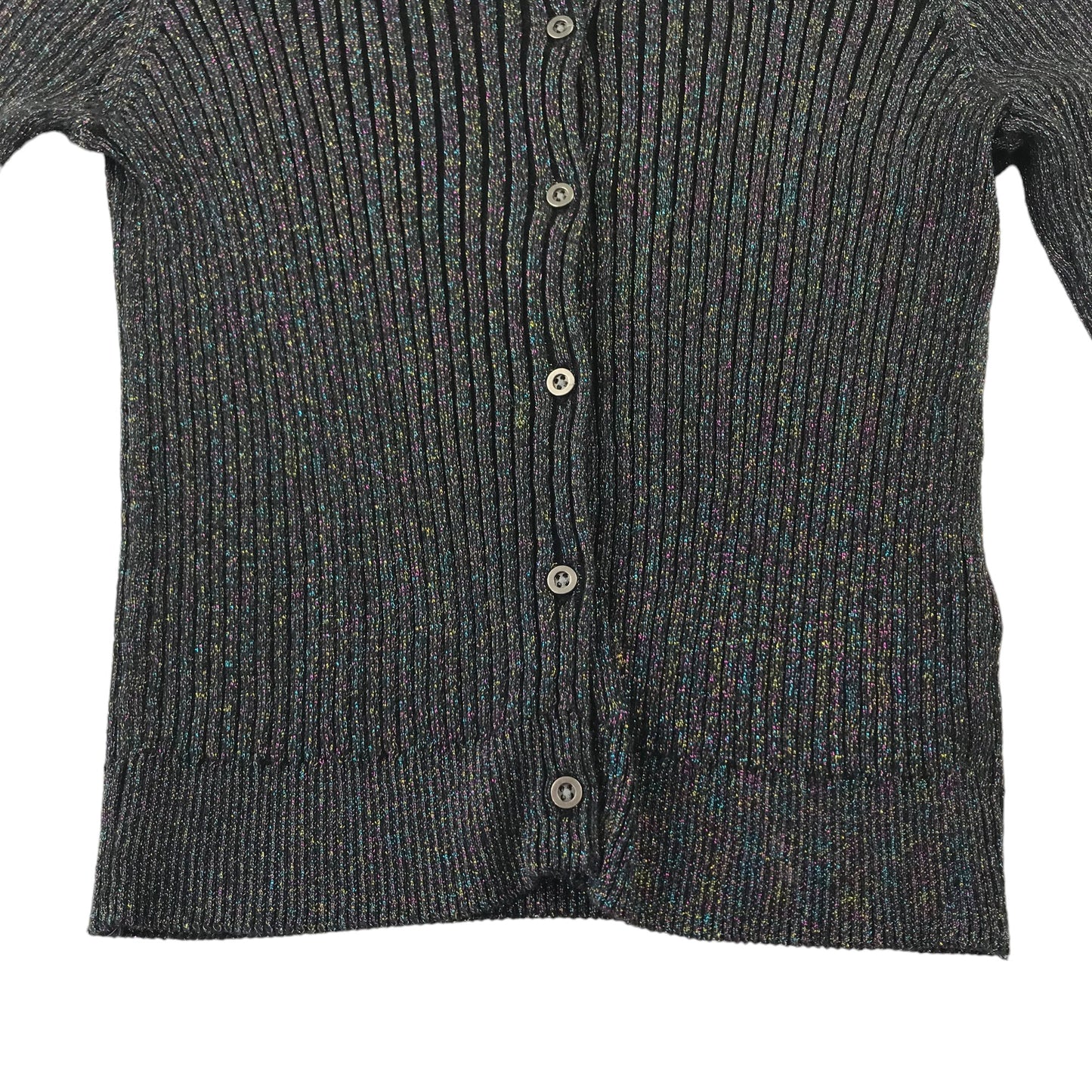 Matalan Cardigan Age 8 Black with Multicoloured Metallic Shine Design