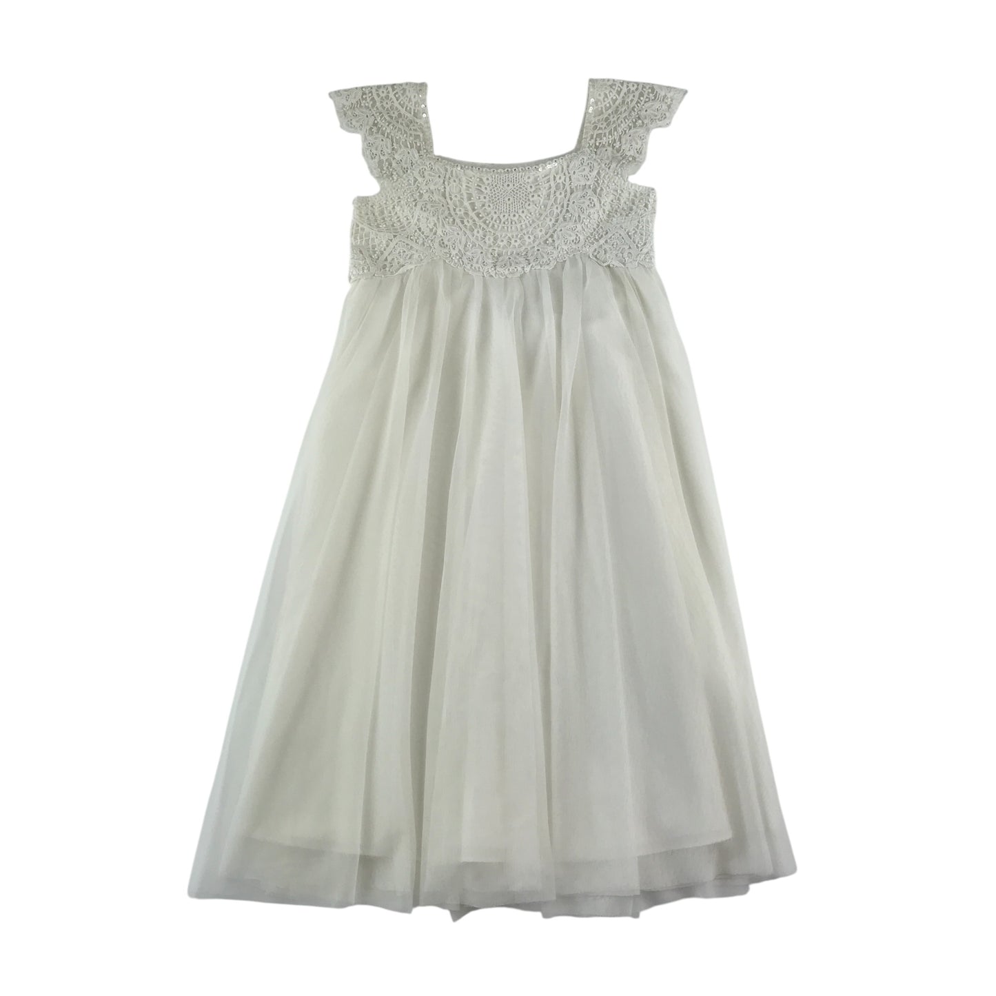 Monsoon dress 9-10 years white butterfly shoulders with lace chest pattern Communion & Flower Dress