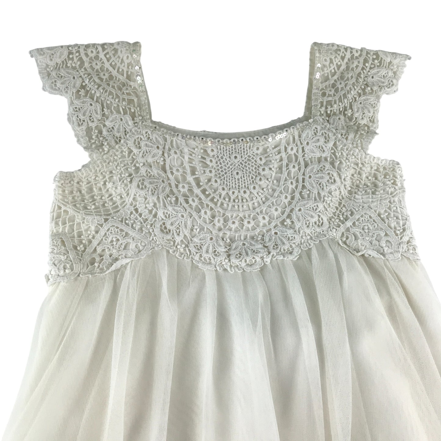 Monsoon dress 9-10 years white butterfly shoulders with lace chest pattern Communion & Flower Dress