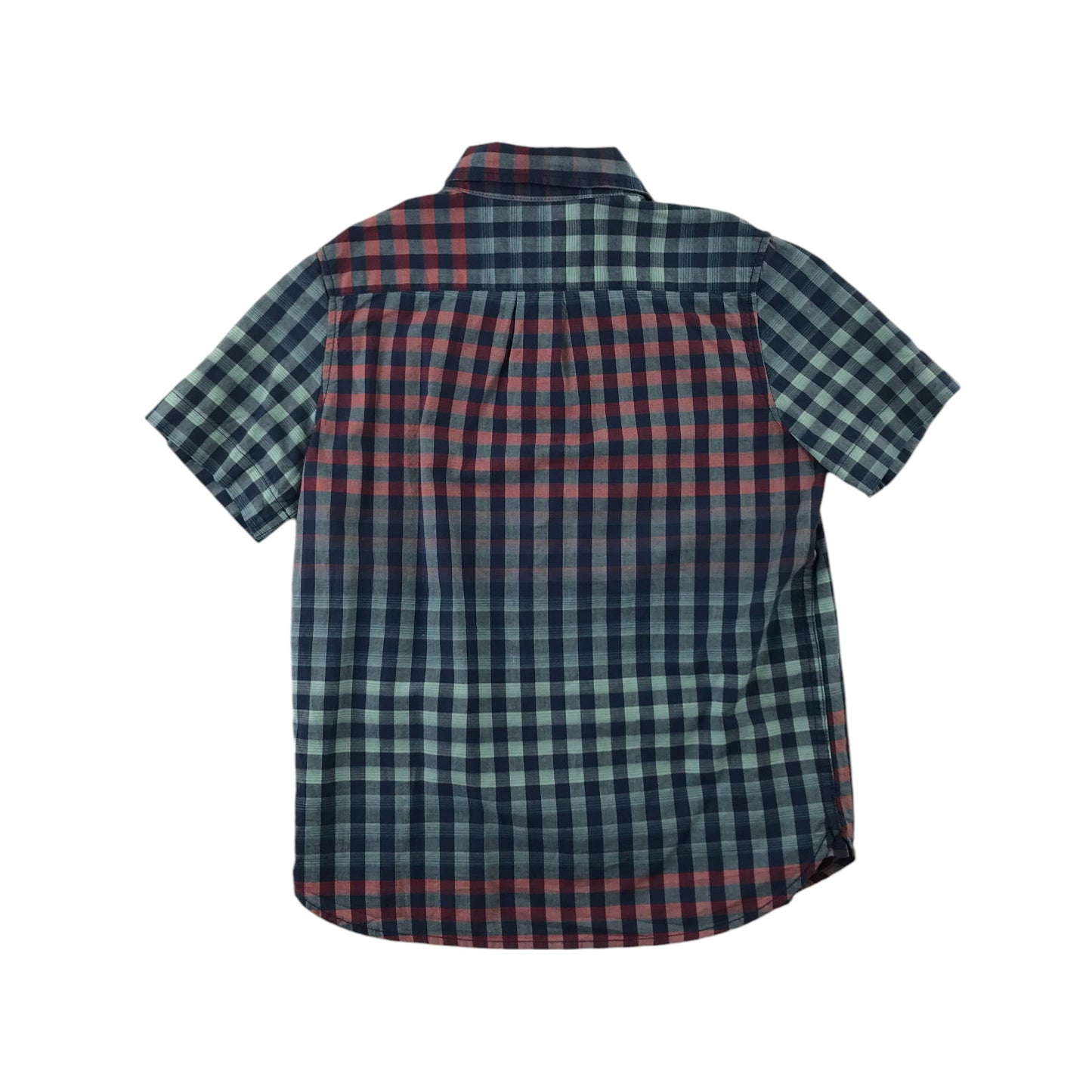 Gap Shirt Age 6 Blue and Red Checked Gradient Short Sleeve Button Up Cotton