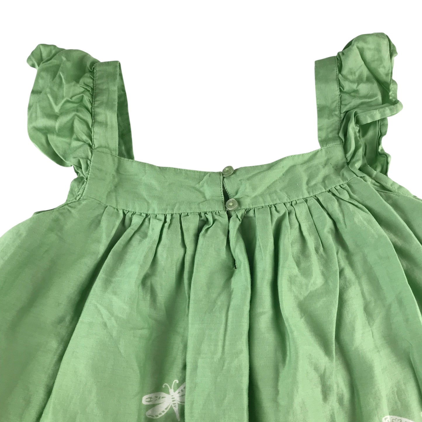 Monsoon dress 11 years green floral print with sequin detailing shoulder straps A-line