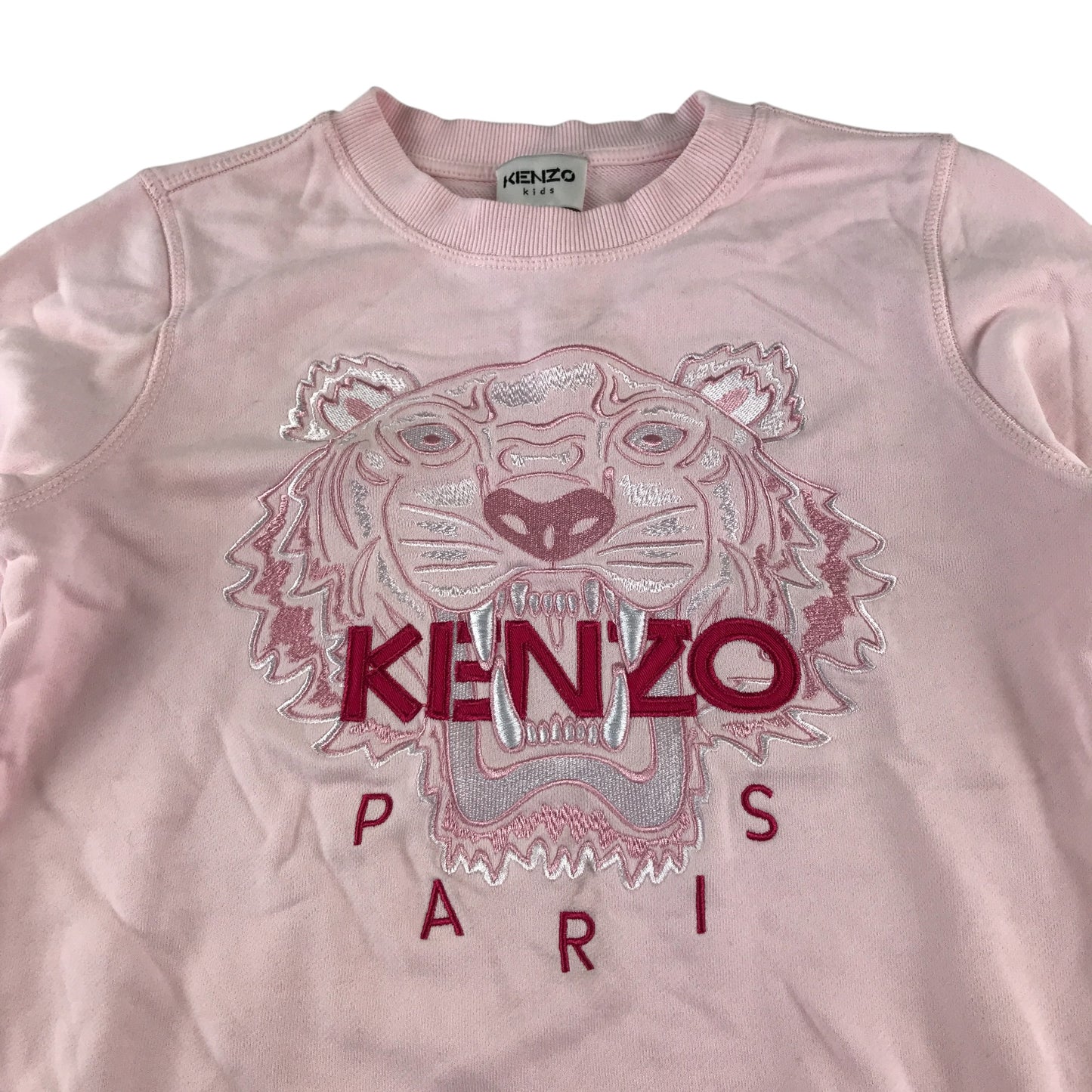 Kenzo sweater 11-12 years pink crewneck embroidered tiger graphic