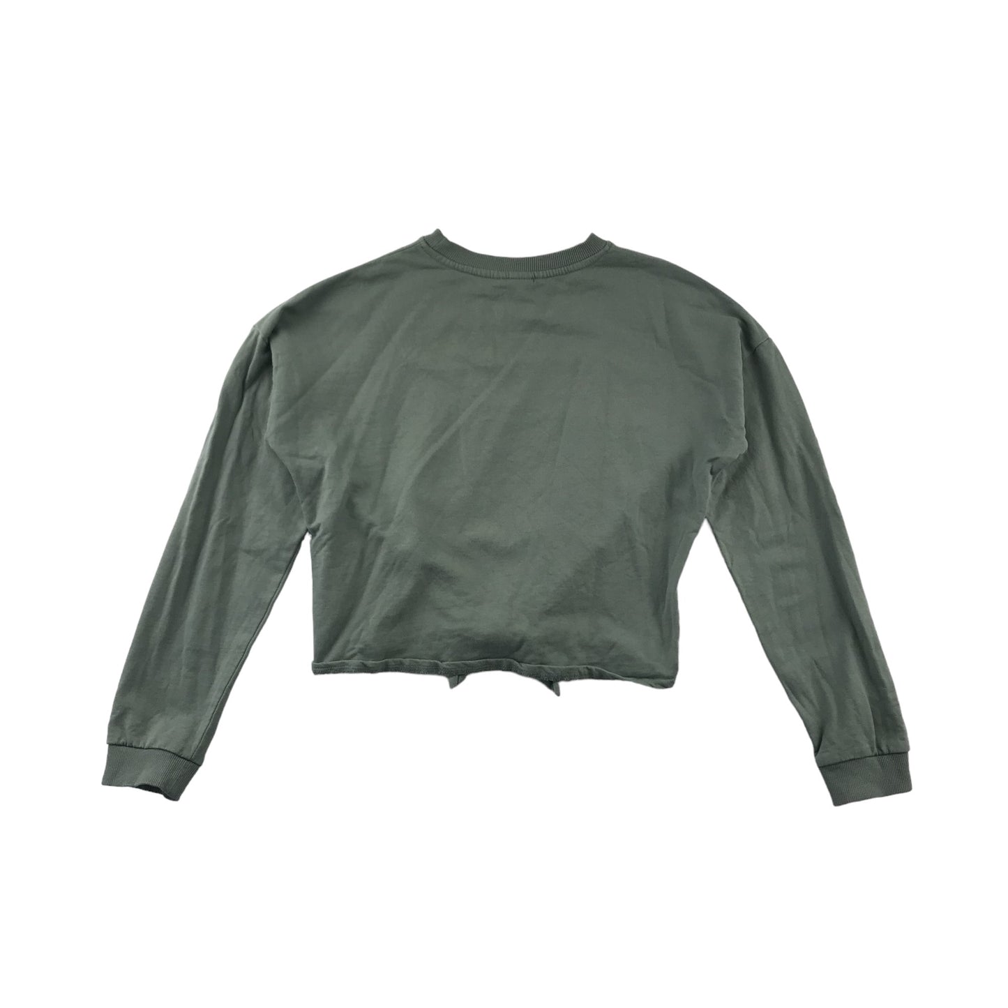 H&M Sweater Age 12 Light Khaki Green Cropped Cotton