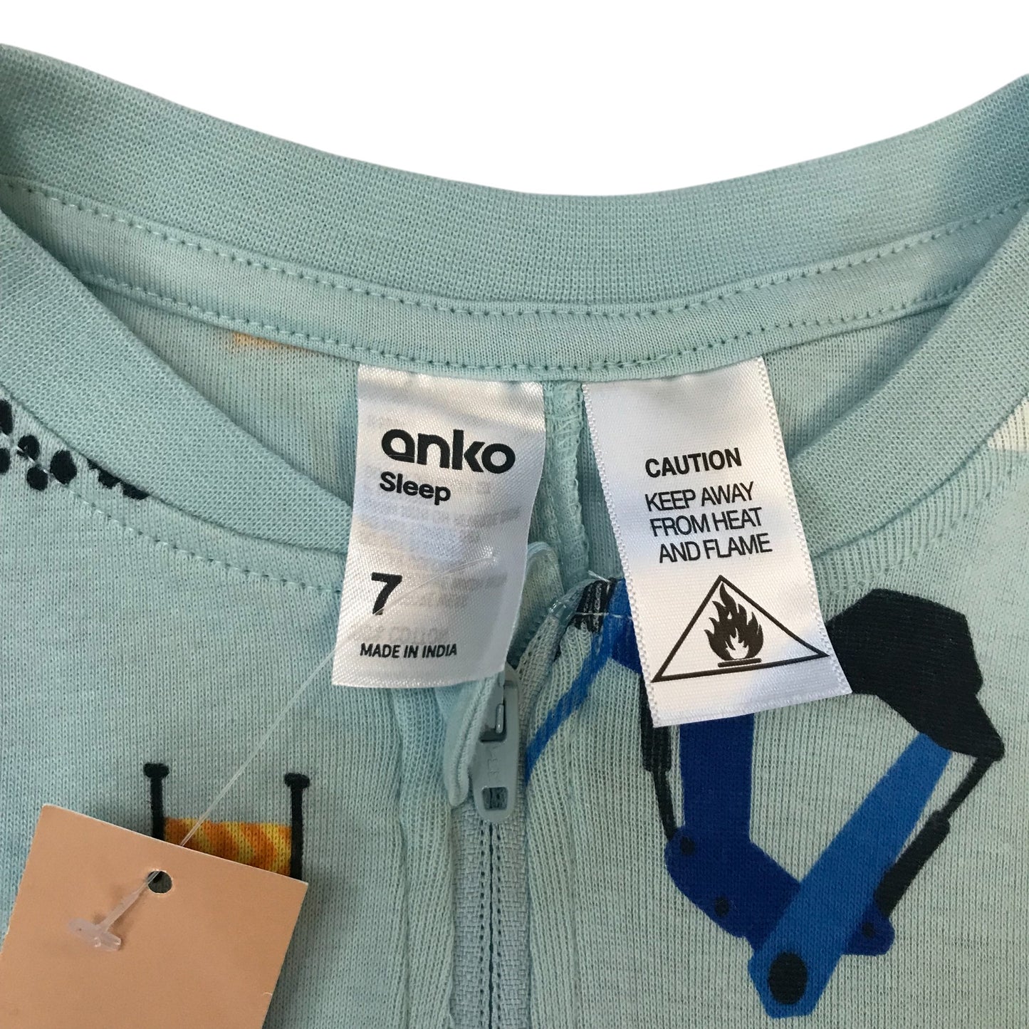 Anko onesie 7 years light blue truck print long sleeve cotton