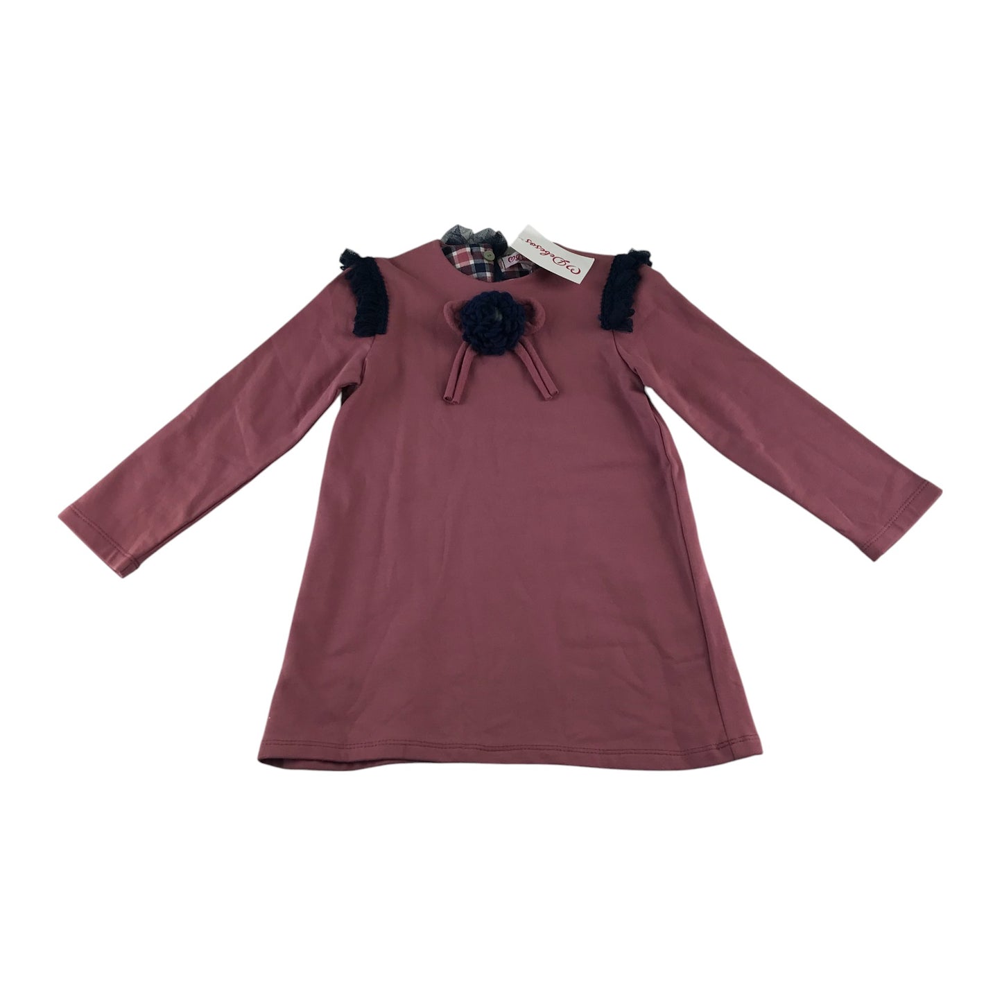 Debesos dress 4-5 years pink with bowtie and mesh shoulders