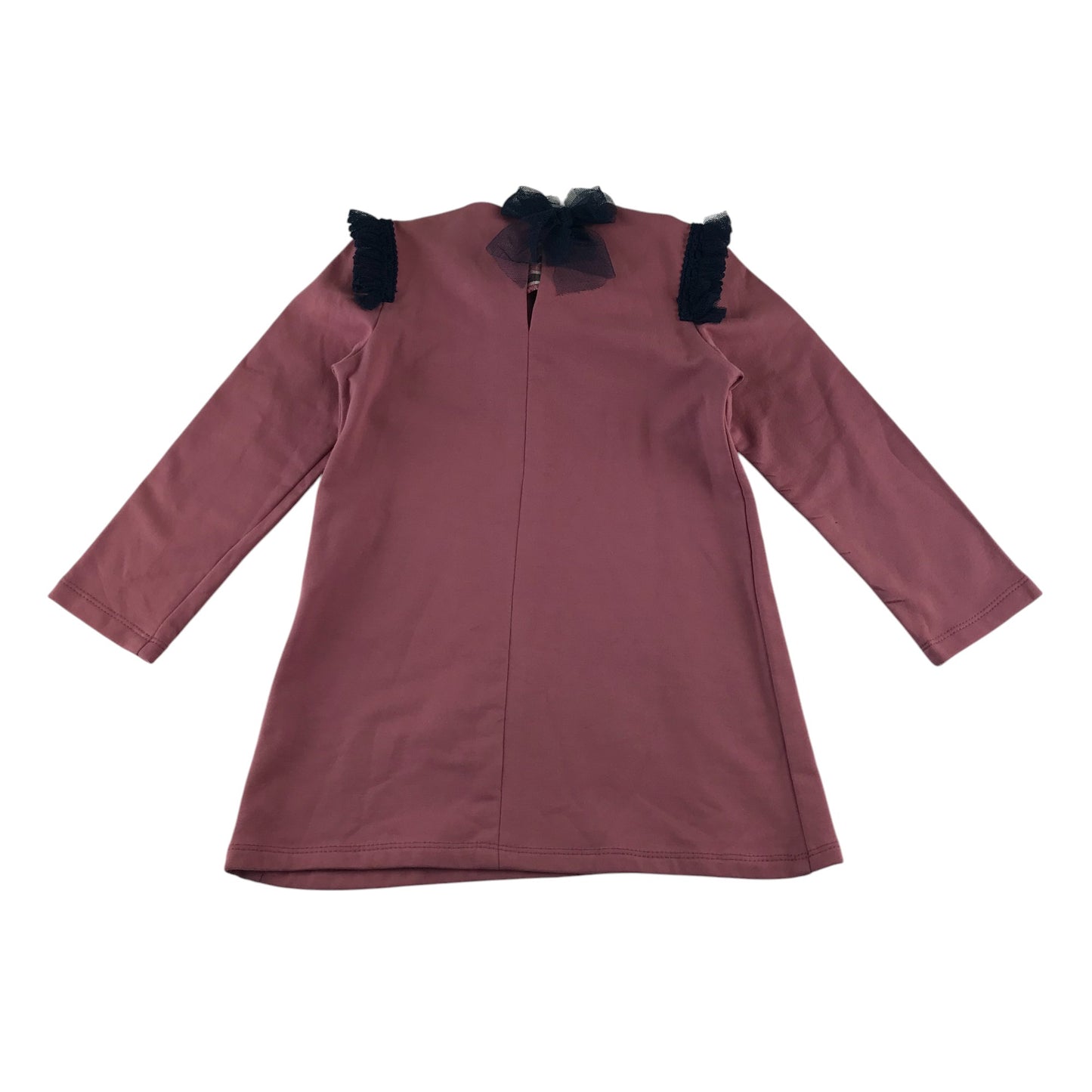 Debesos dress 4-5 years pink with bowtie and mesh shoulders