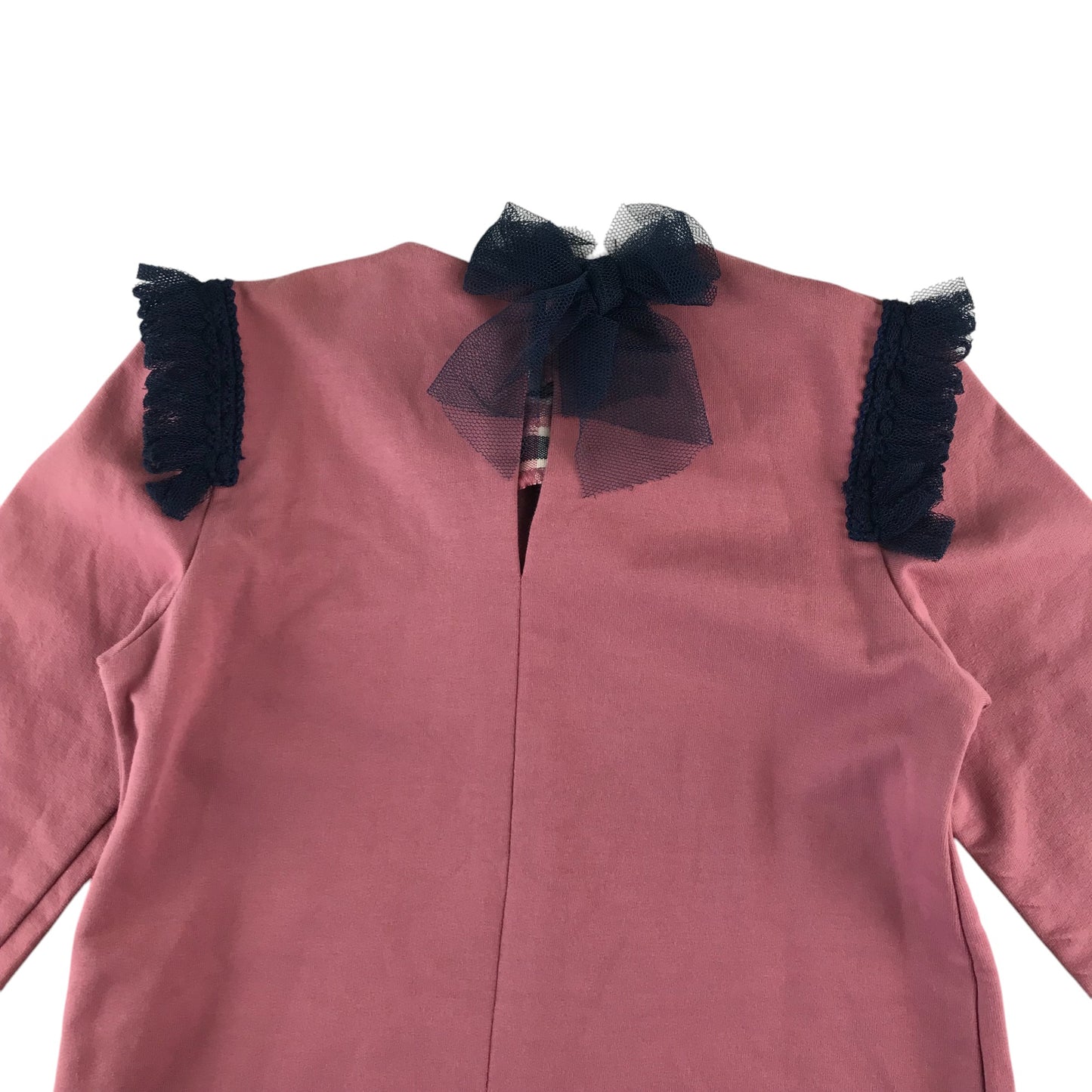 Debesos dress 4-5 years pink with bowtie and mesh shoulders