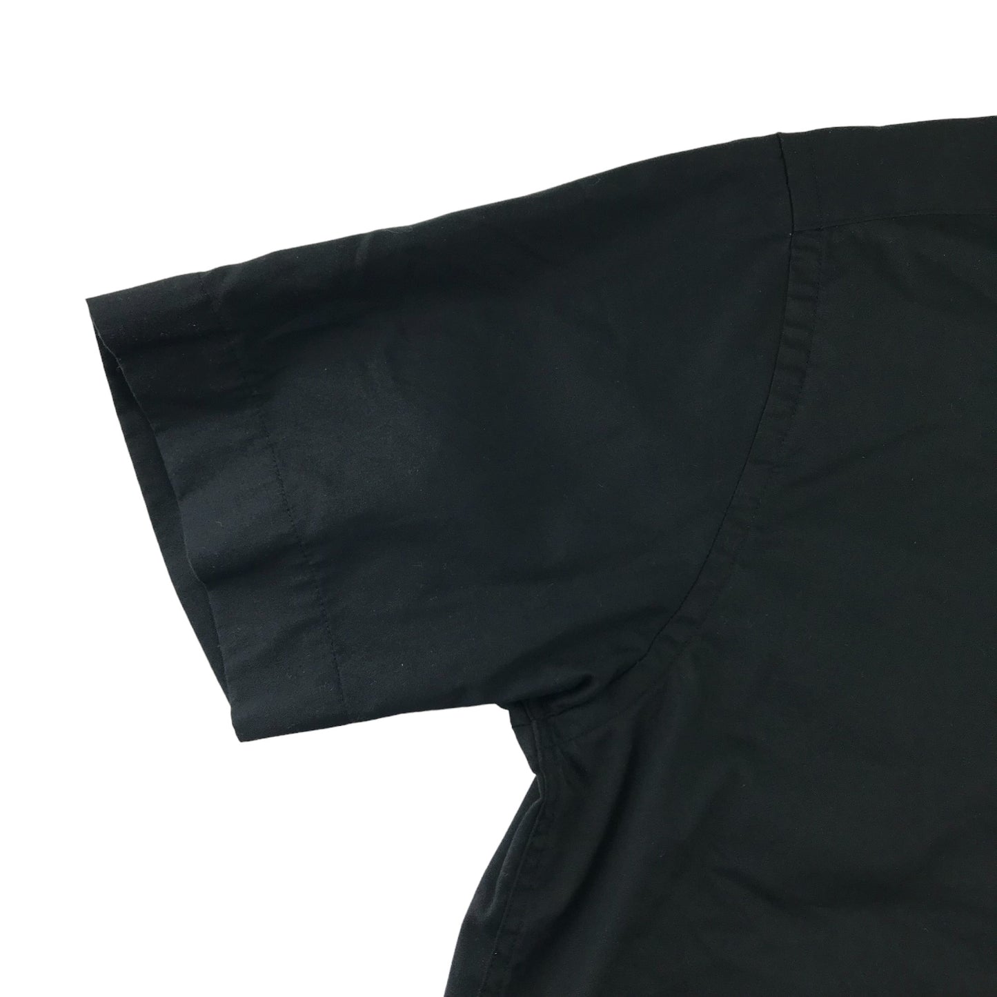 Black Shirt Mens Small Black Plain Pattern Short Sleeve Button Up