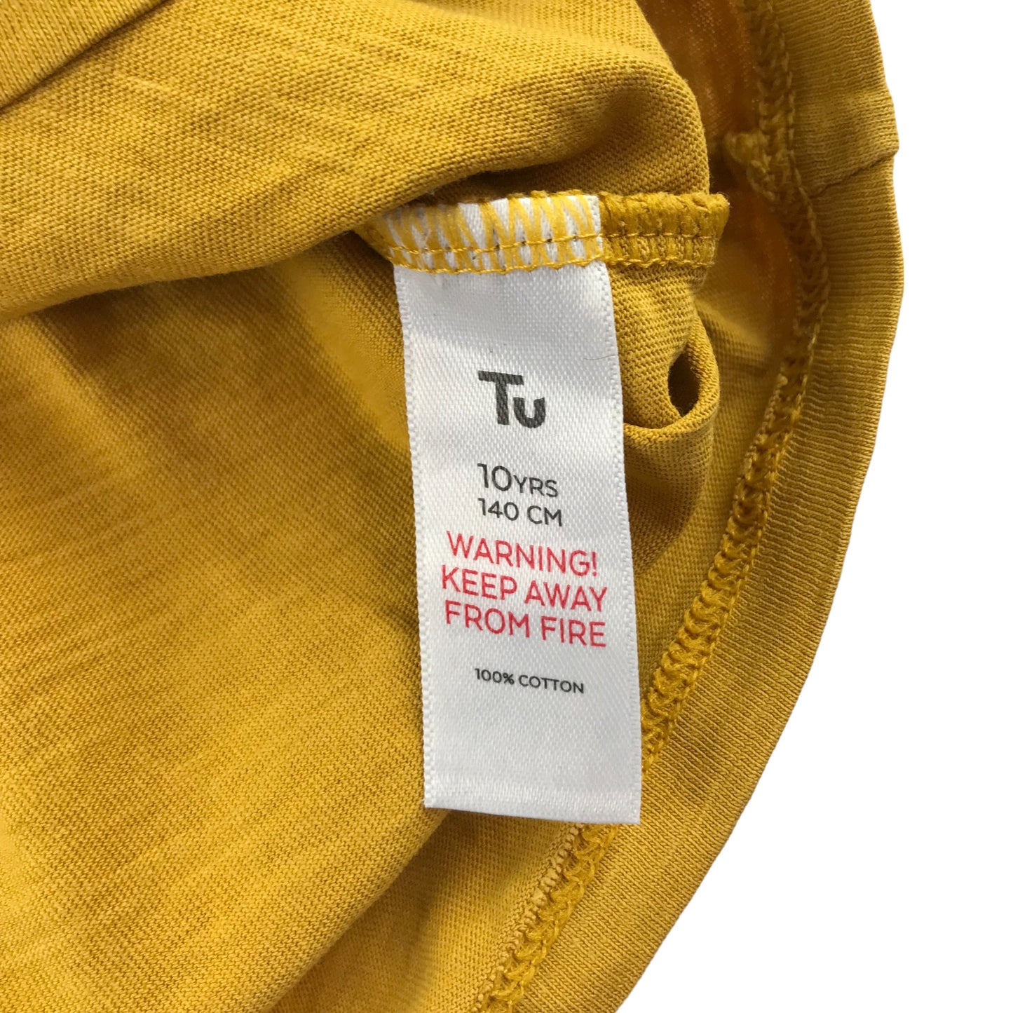 Tu t-shirt 9-10 years mustard yellow short frill sleeve detailed plain cotton