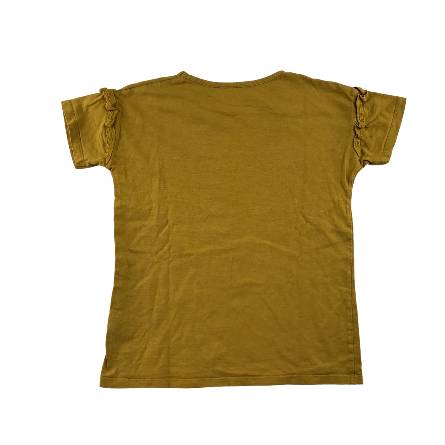 Tu t-shirt 9-10 years mustard yellow short frill sleeve detailed plain cotton