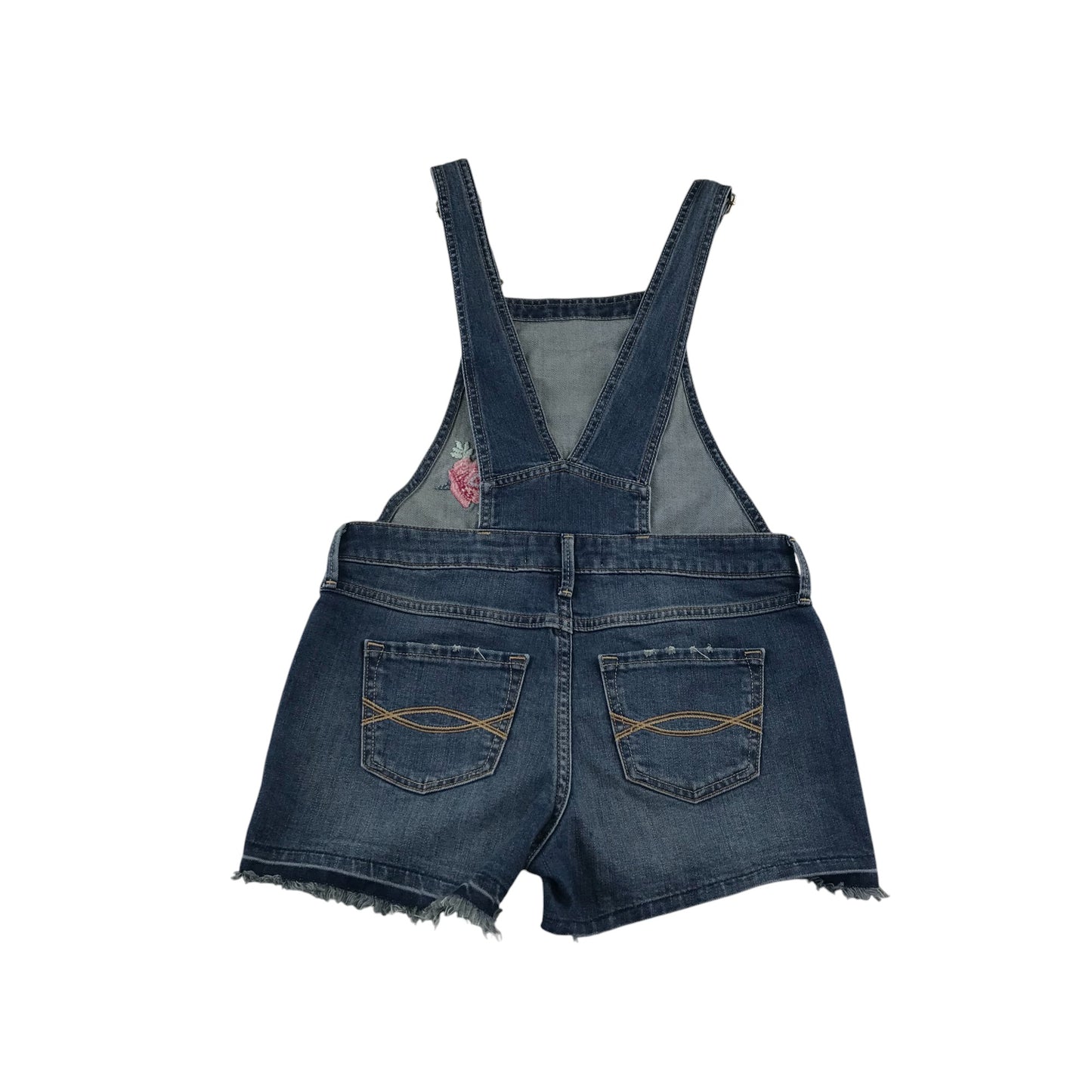 Abercrombie dungaree 13-14 years blue denim floral embroidery playsuit