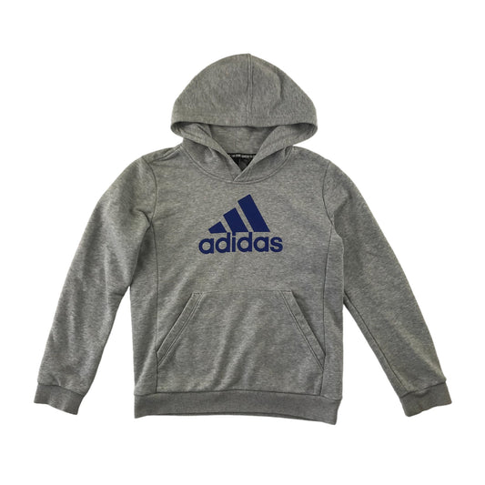 Adidas hoodie 9-10 years grey blue logo pullover
