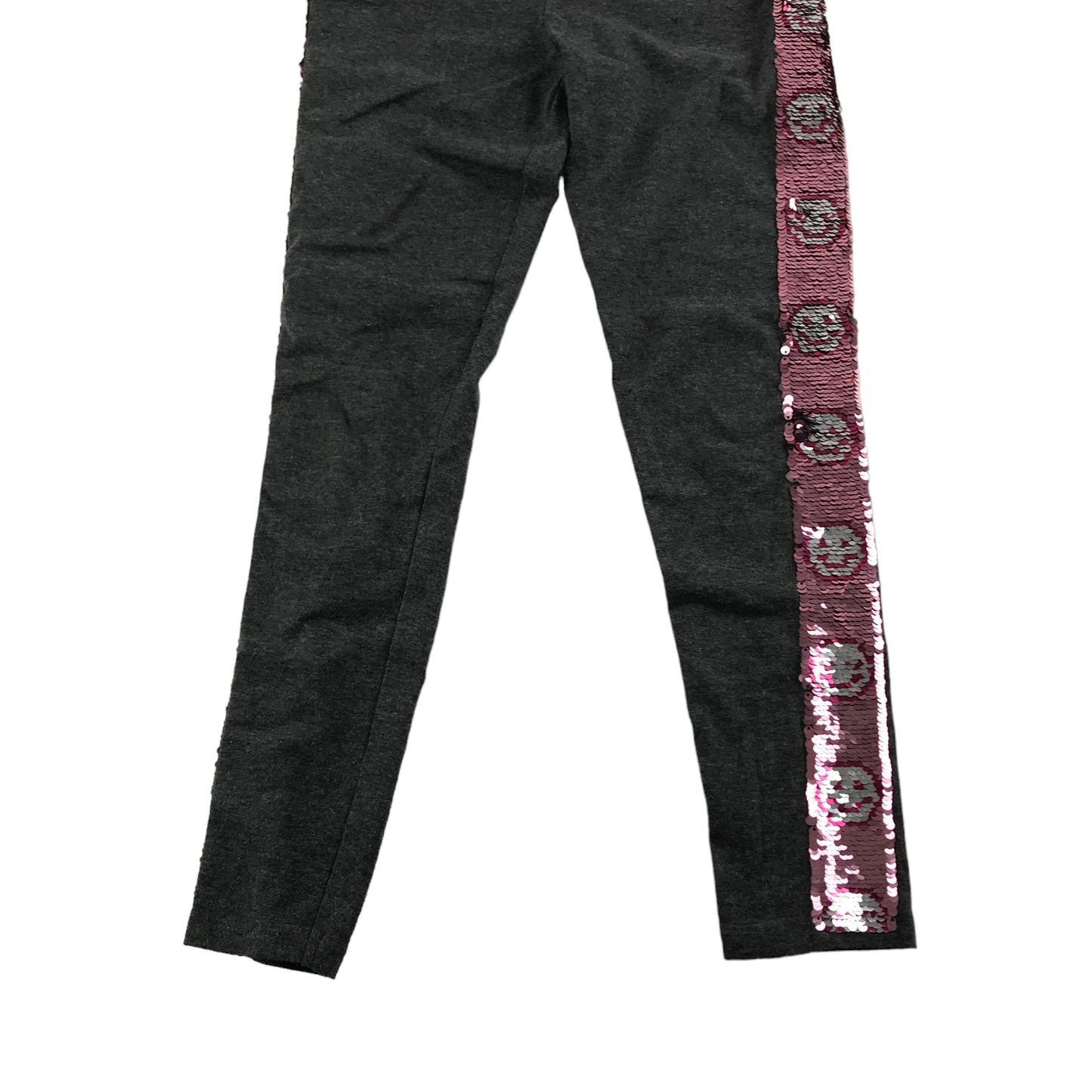 Matalan Leggings Age 9 Grey with Sparkly Pink Sequin Smiley Side Panels