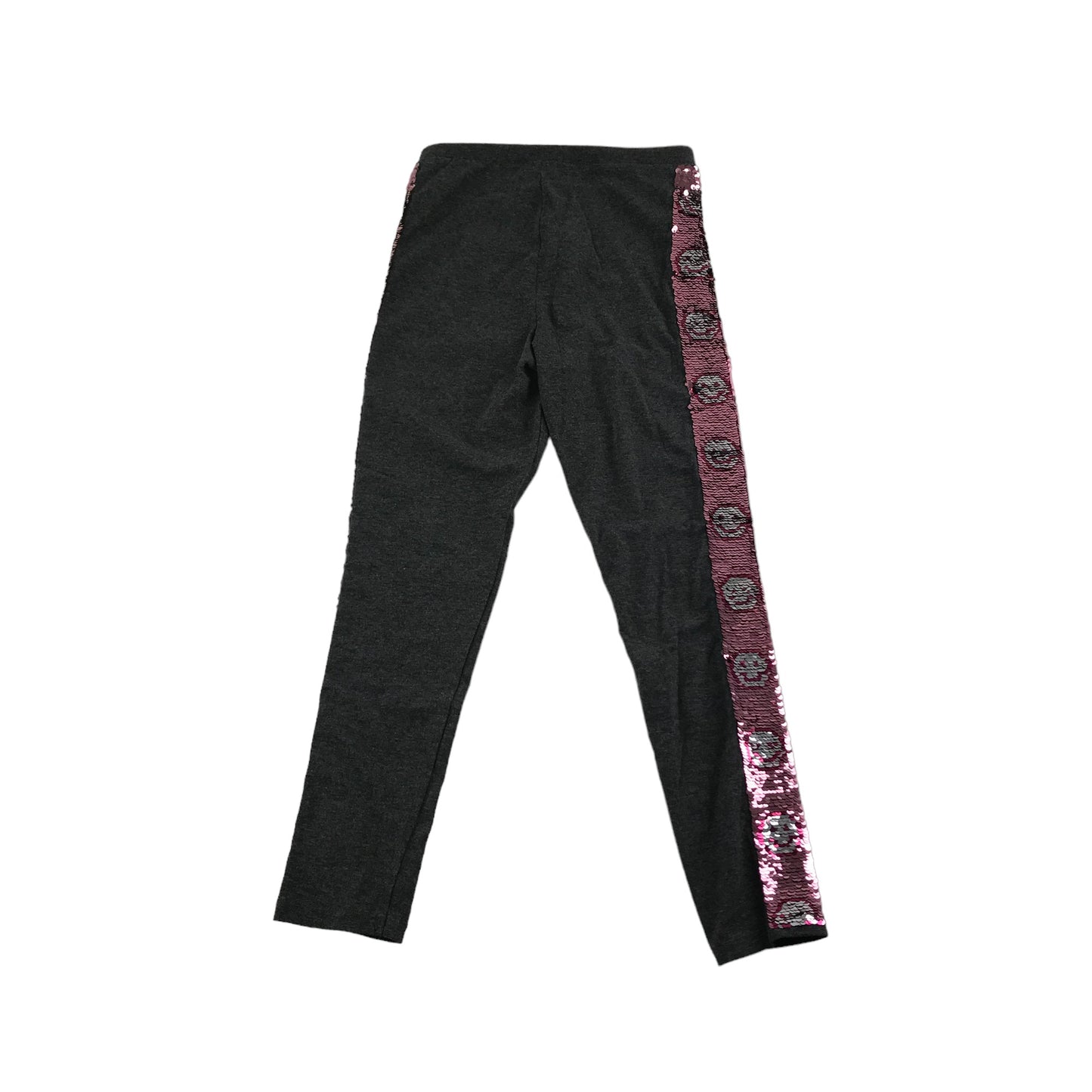 Matalan Leggings Age 9 Grey with Sparkly Pink Sequin Smiley Side Panels