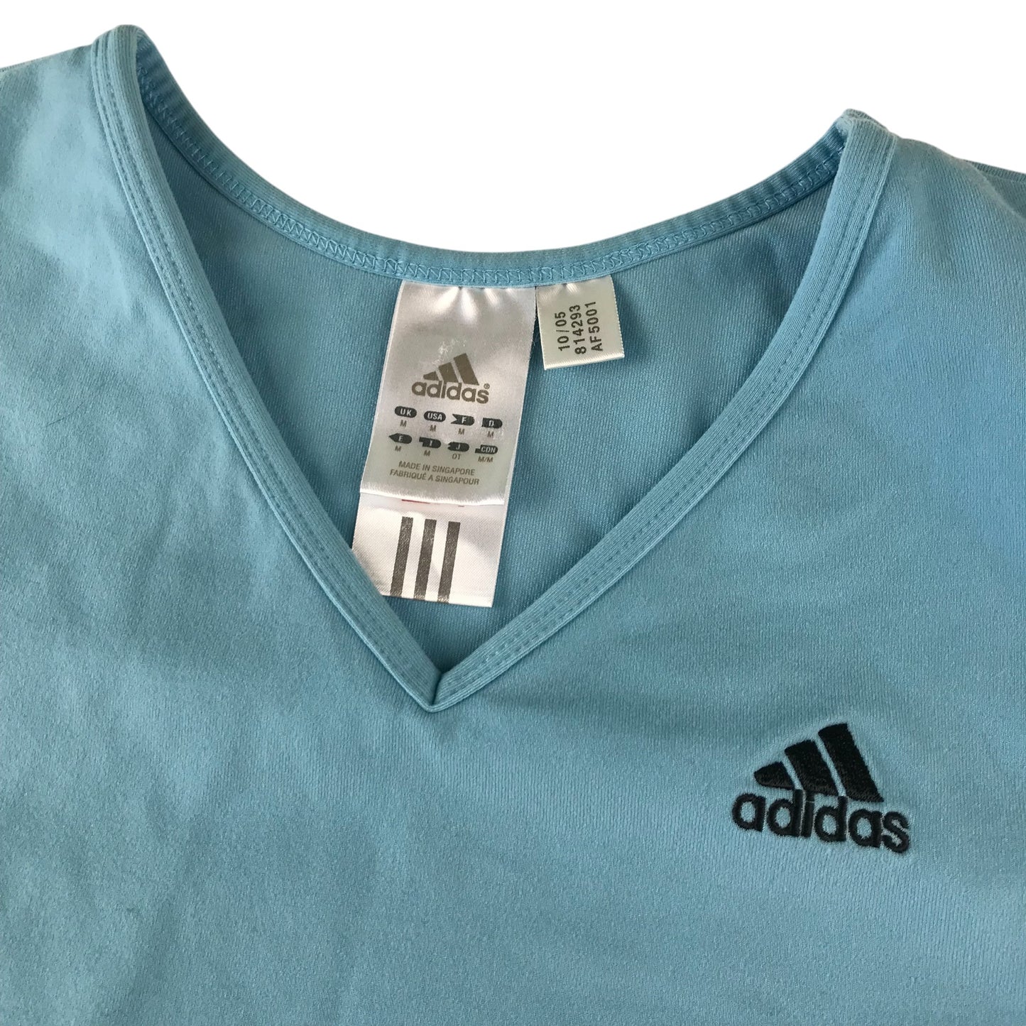 Adidas sports top women's M blue tank top v neck with black three side strips