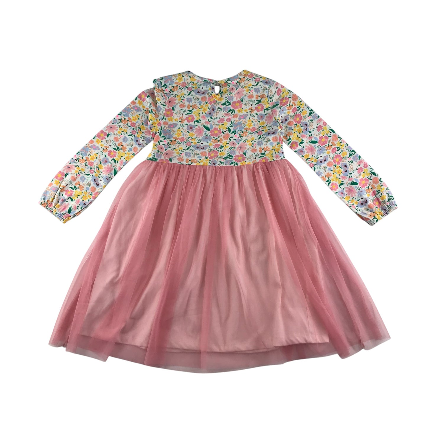 Leigh Tucker Willow dress 6-7 years white and pink floral with mesh layer
