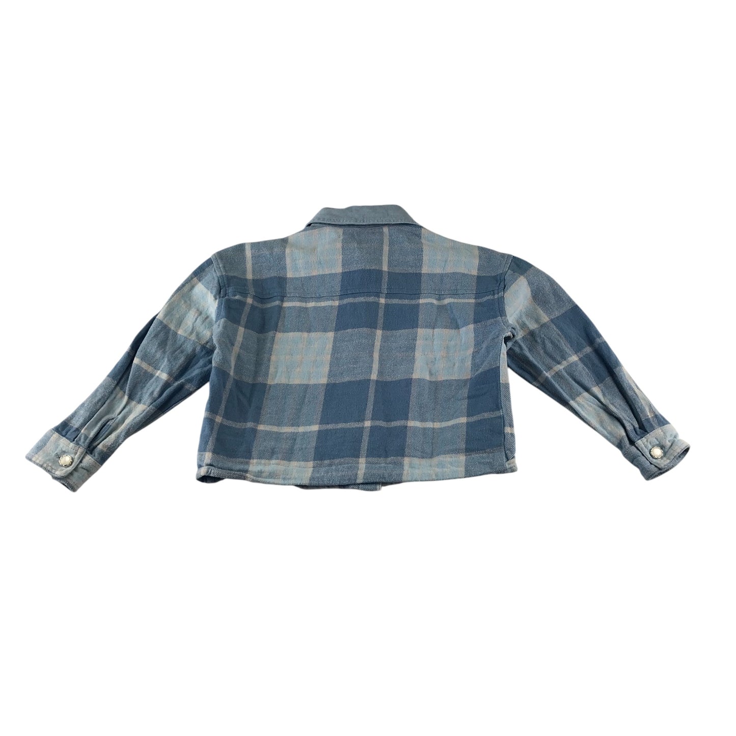 River Island shirt 7-8 years blue checked cropped button up with gem detailing cotton