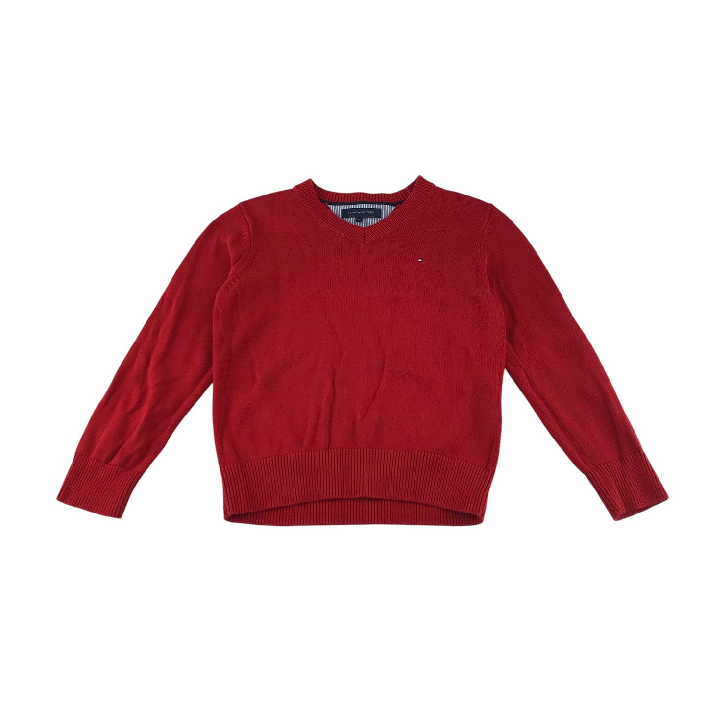 Tommy Hilfiger jumper 5-6 years red v neck with logo pullover