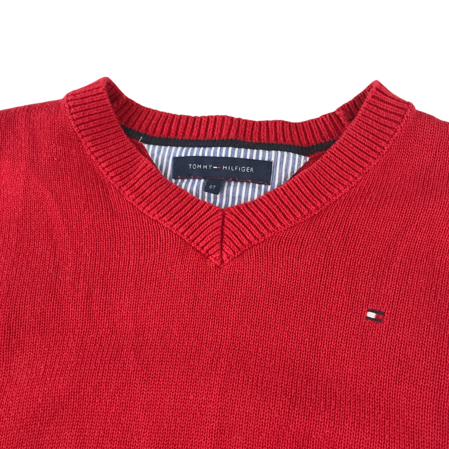 Tommy Hilfiger jumper 5-6 years red v neck with logo pullover