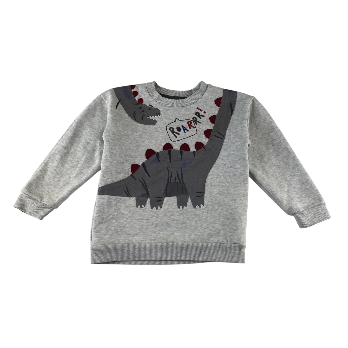 Nutmeg sweater 5-6 years grey dinosaur print jersey material