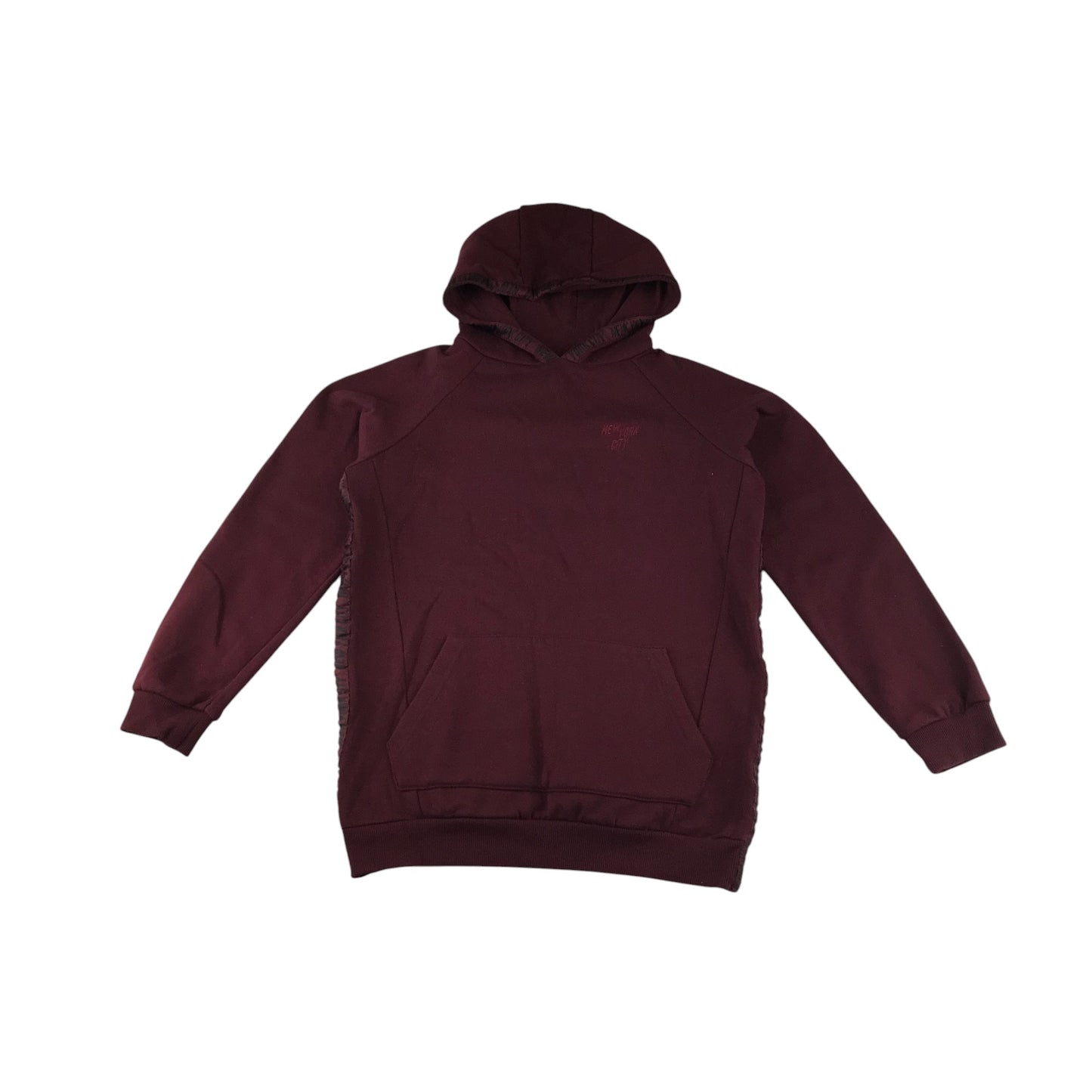 Primark hoodie 13-14 years burgundy plain NYC jersey material