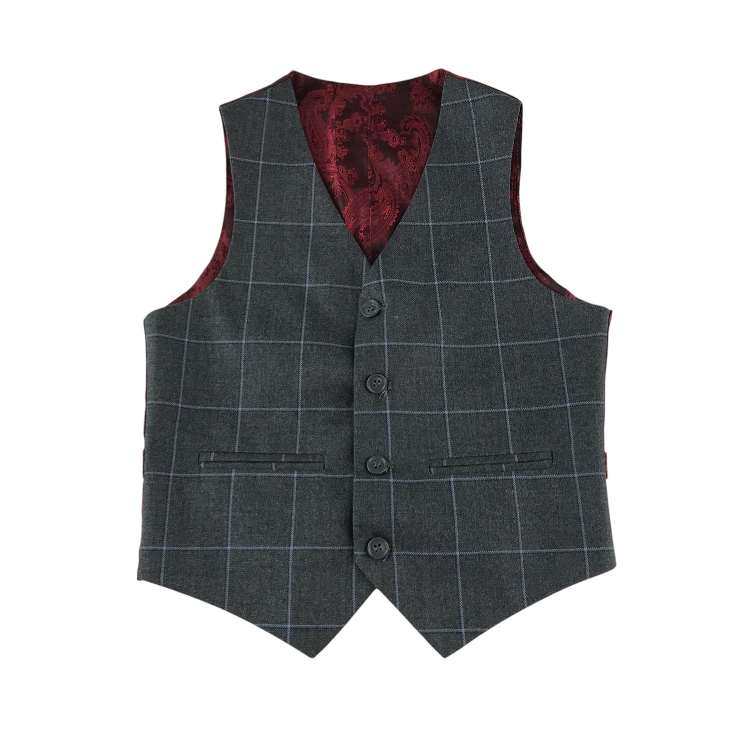 Romano suit 9 years grey check pattern jacket trousers vest and tie